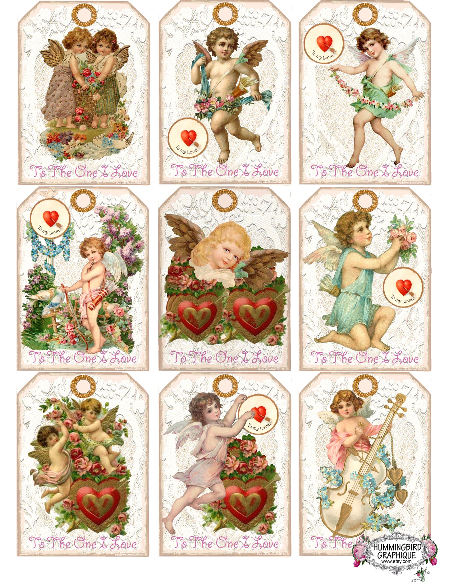 #204 BEAUTIFUL VALENTINE TAGS - BEAUTIFUL SHABBY IMAGE
