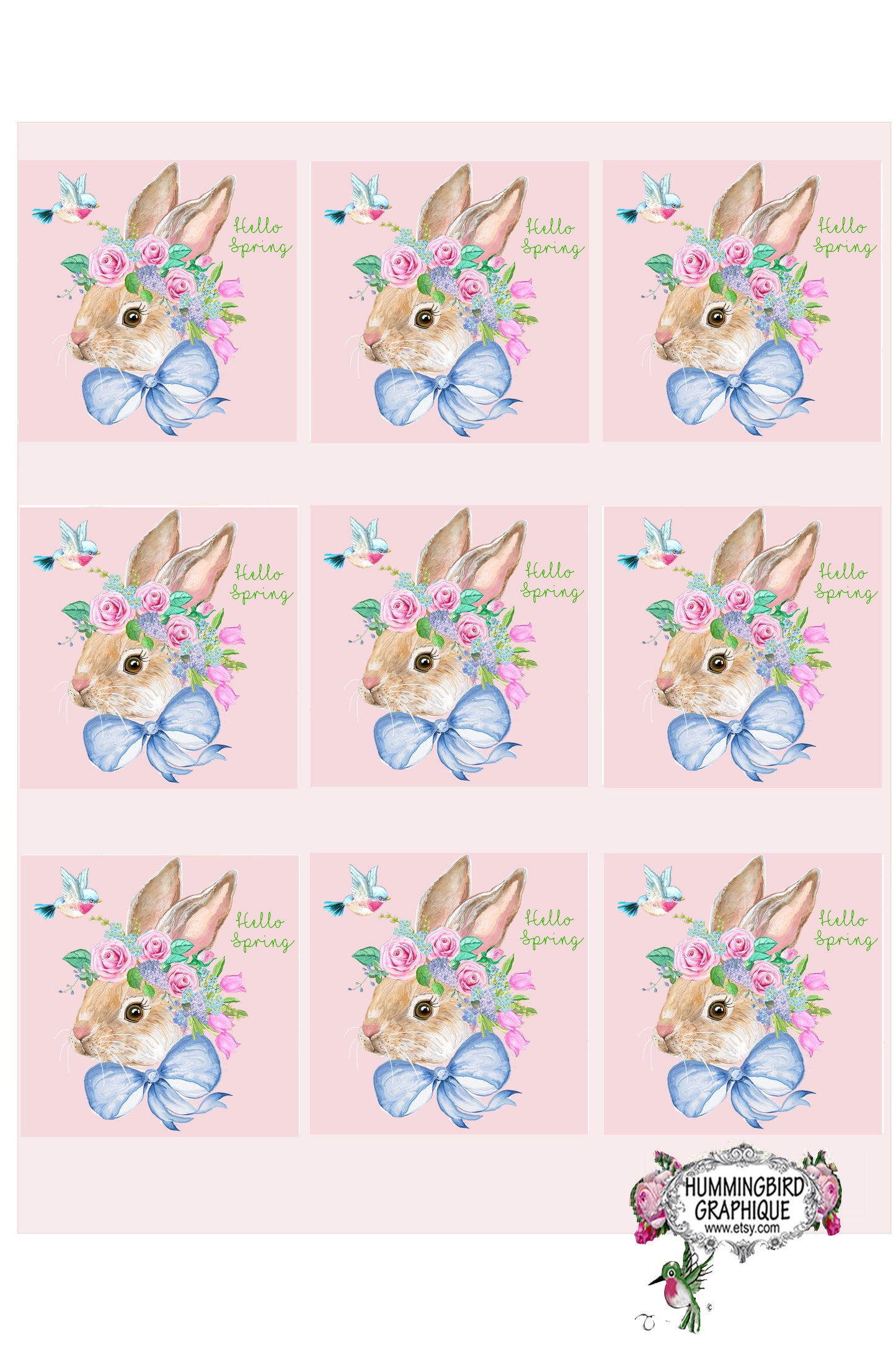 #1011 HELLO SPRING BUNNY TAGS - BUNNIES