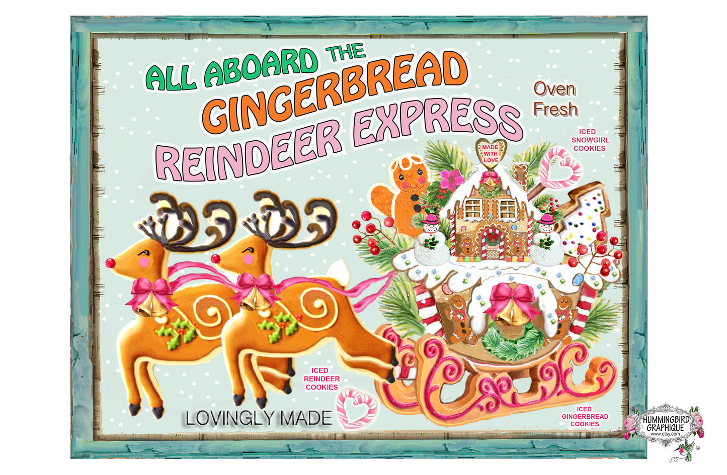 #1123 ALL ABOARD THE REINDEER EXPRESS SIGN - CHRISTMAS