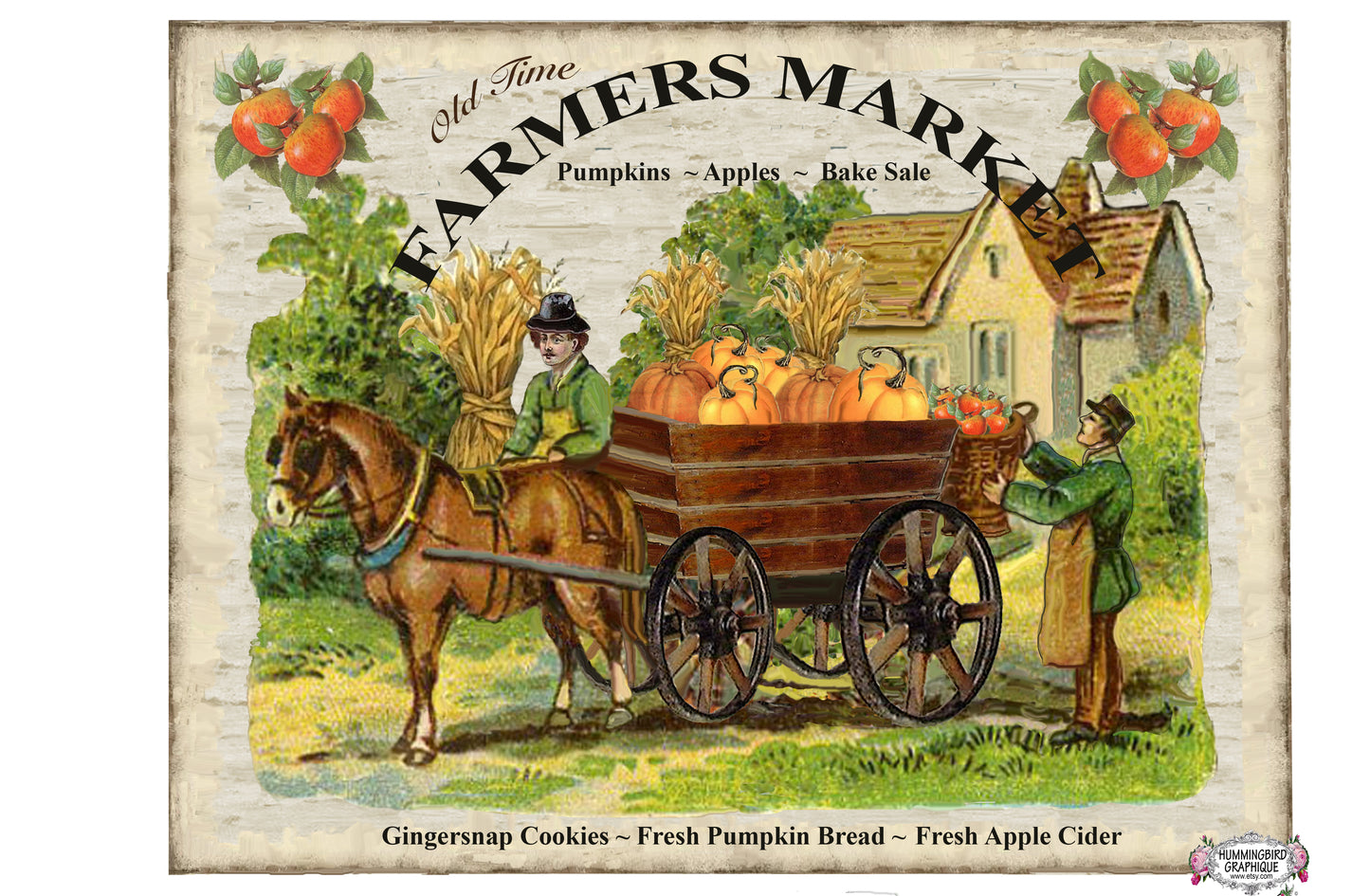 #118 MARCHÉ DE FERMIERS D'ANCIENNE TEMPS AVEC CHEVAL ET CHARIOT DE CITROUILLES - RÉCOLTE D'AUTOMNE