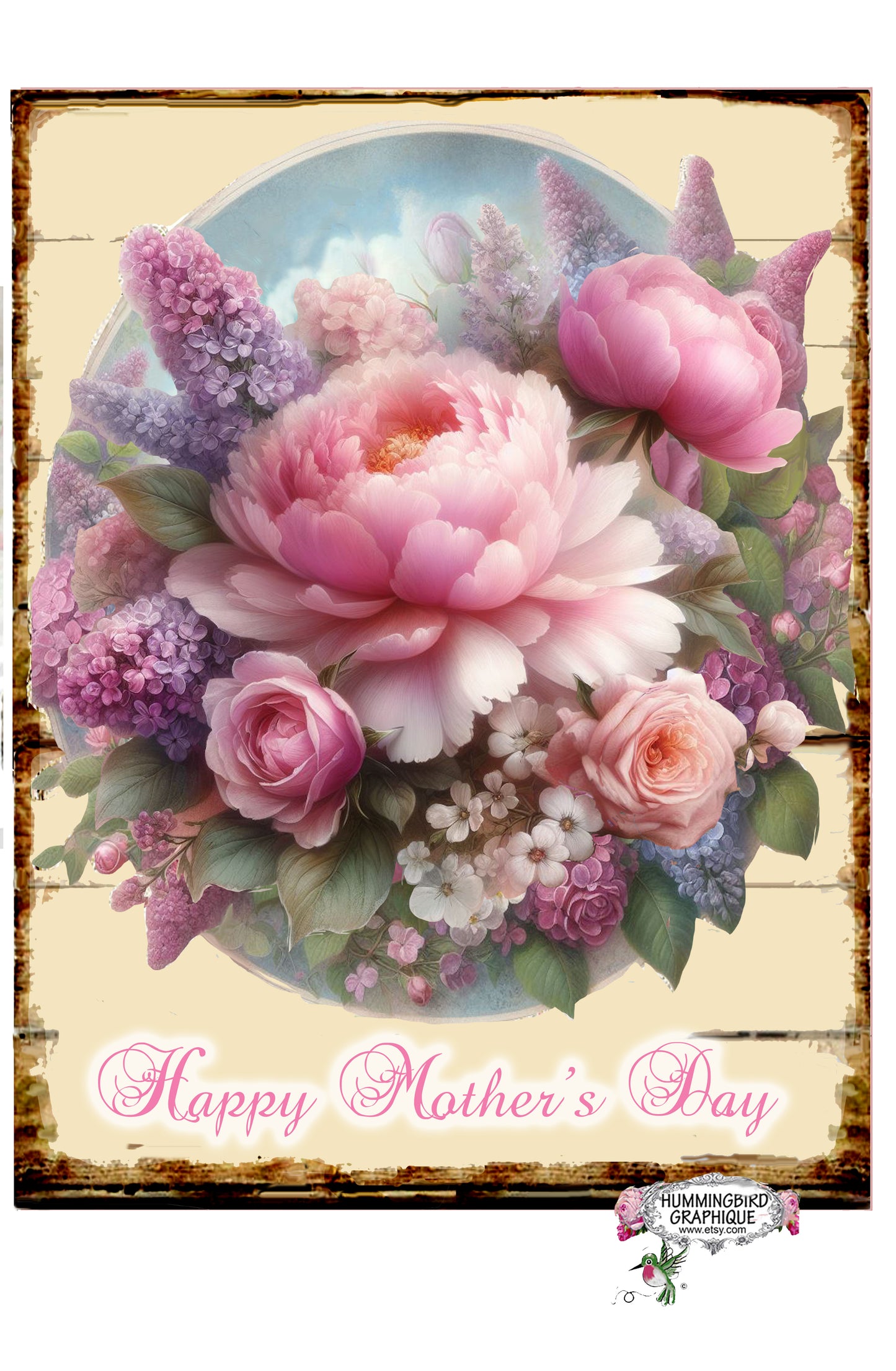#1248 BEAUTIFUL PEONY LILAC BOUQUET - BEAUTIFUL SHABBY IMAGE