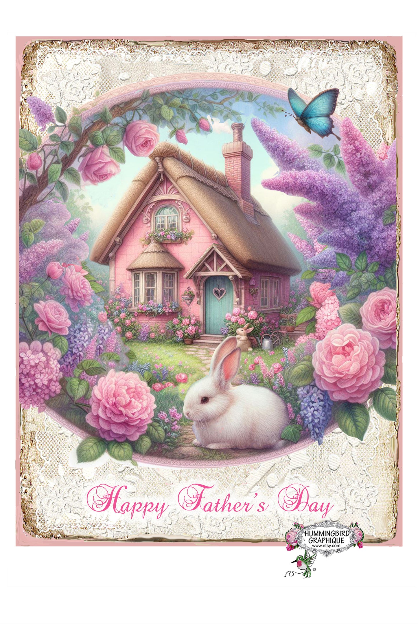 #1249 BEAUTIFUL PINK COTTAGE ROSE GARDEN - BEAUTIFUL SHABBY IMAGE