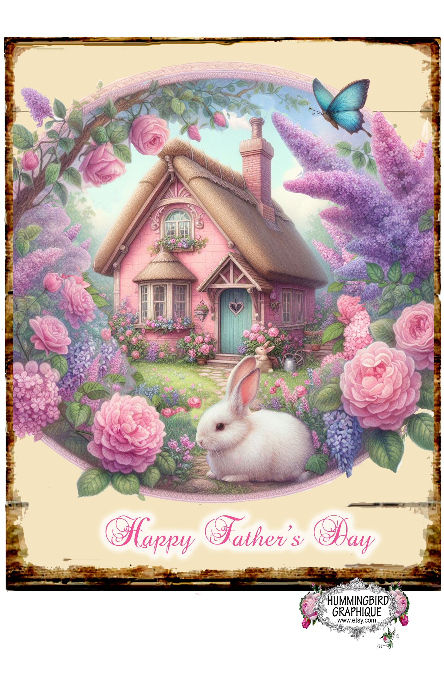 #1249 BEAUTIFUL PINK COTTAGE ROSE GARDEN - BEAUTIFUL SHABBY IMAGE