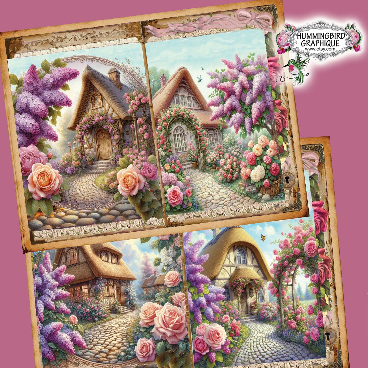 #1260 LILAS ET ROSES DANS MON JARDIN DE CHALET JUNK JOURNAL - Junk Journal