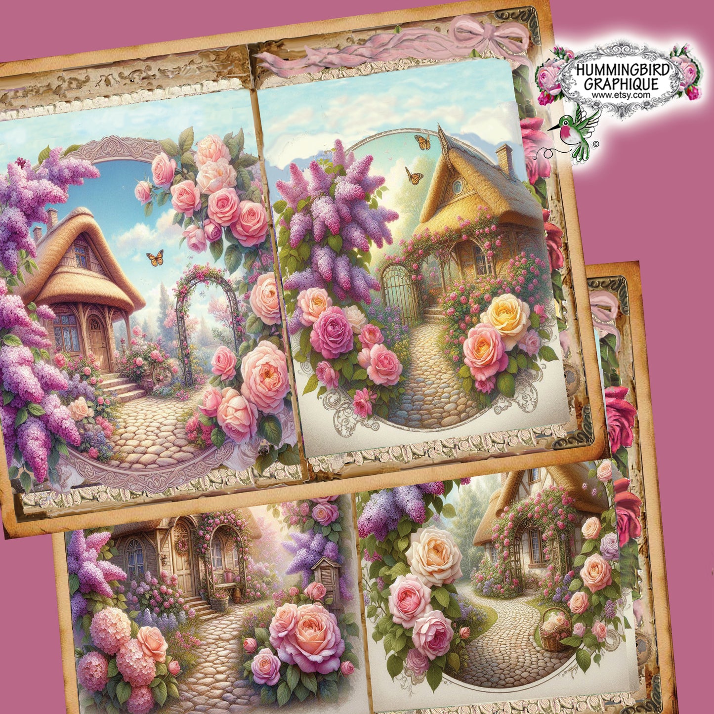 #1260 LILAS ET ROSES DANS MON JARDIN DE CHALET JUNK JOURNAL - Junk Journal