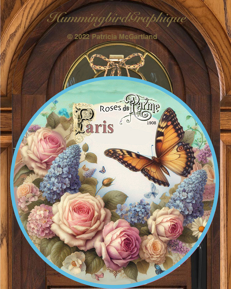 #1266A - MAGNIFIQUE ACCROCHE-PORTE CERCLE PAPILLON - Accroche-portes circulaires
