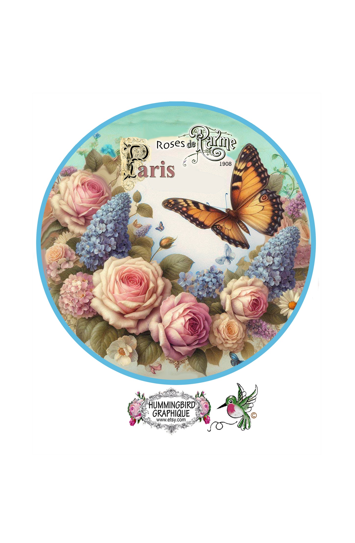 #1266A - MAGNIFIQUE ACCROCHE-PORTE CERCLE PAPILLON - Accroche-portes circulaires