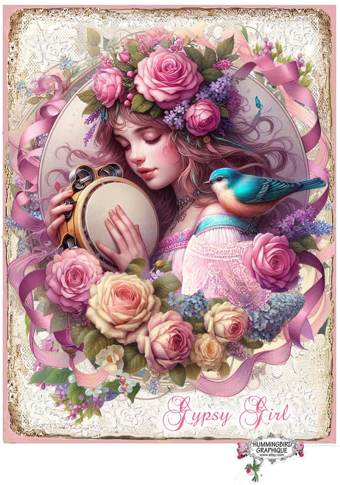 #1266 BEAUTIFUL GYPSY GIRL - Beautiful Shabby Image