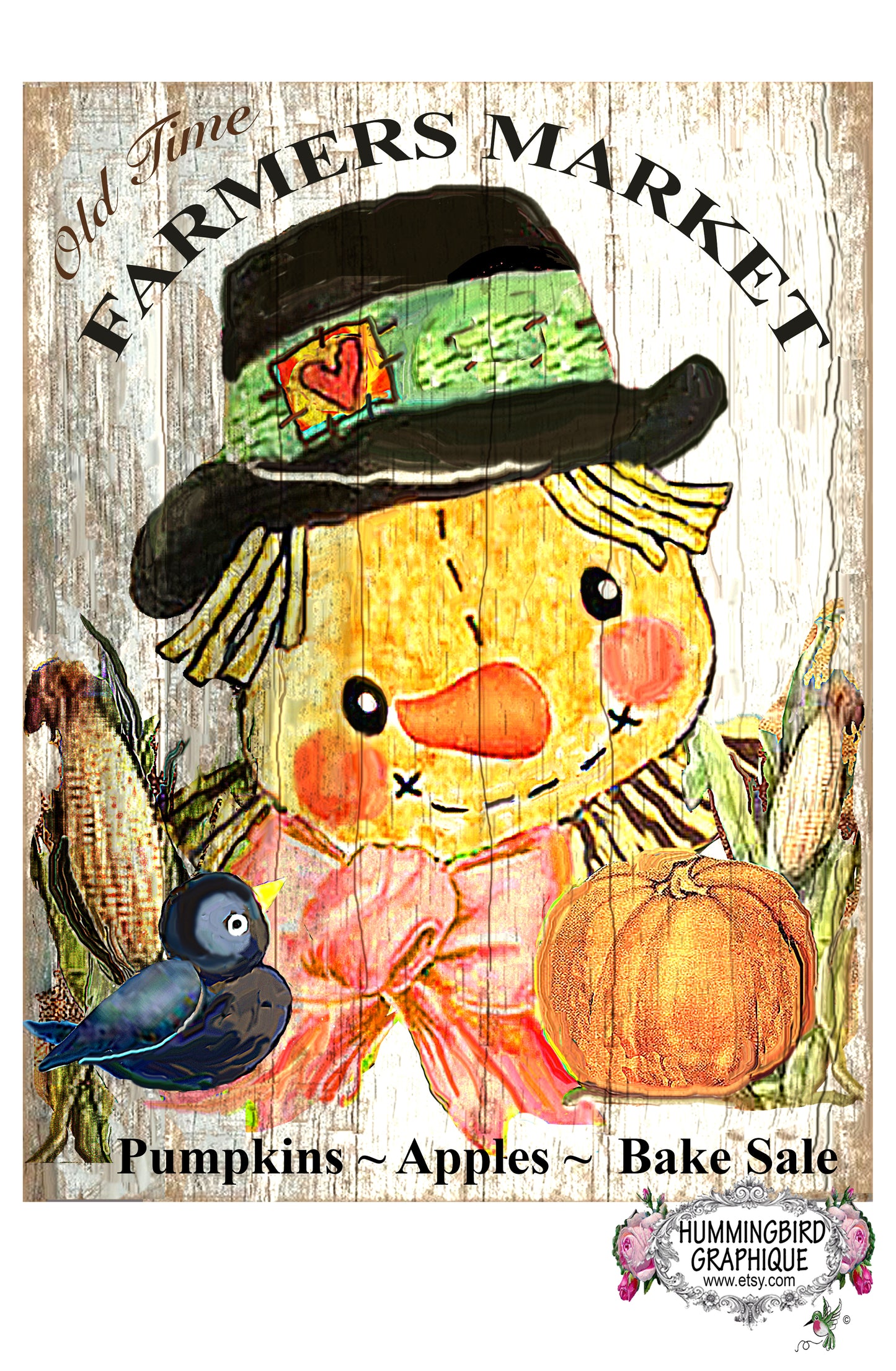 #307 OLD TIME FARMERS MARKET SCARECROW - COUNTRY IMAGE
