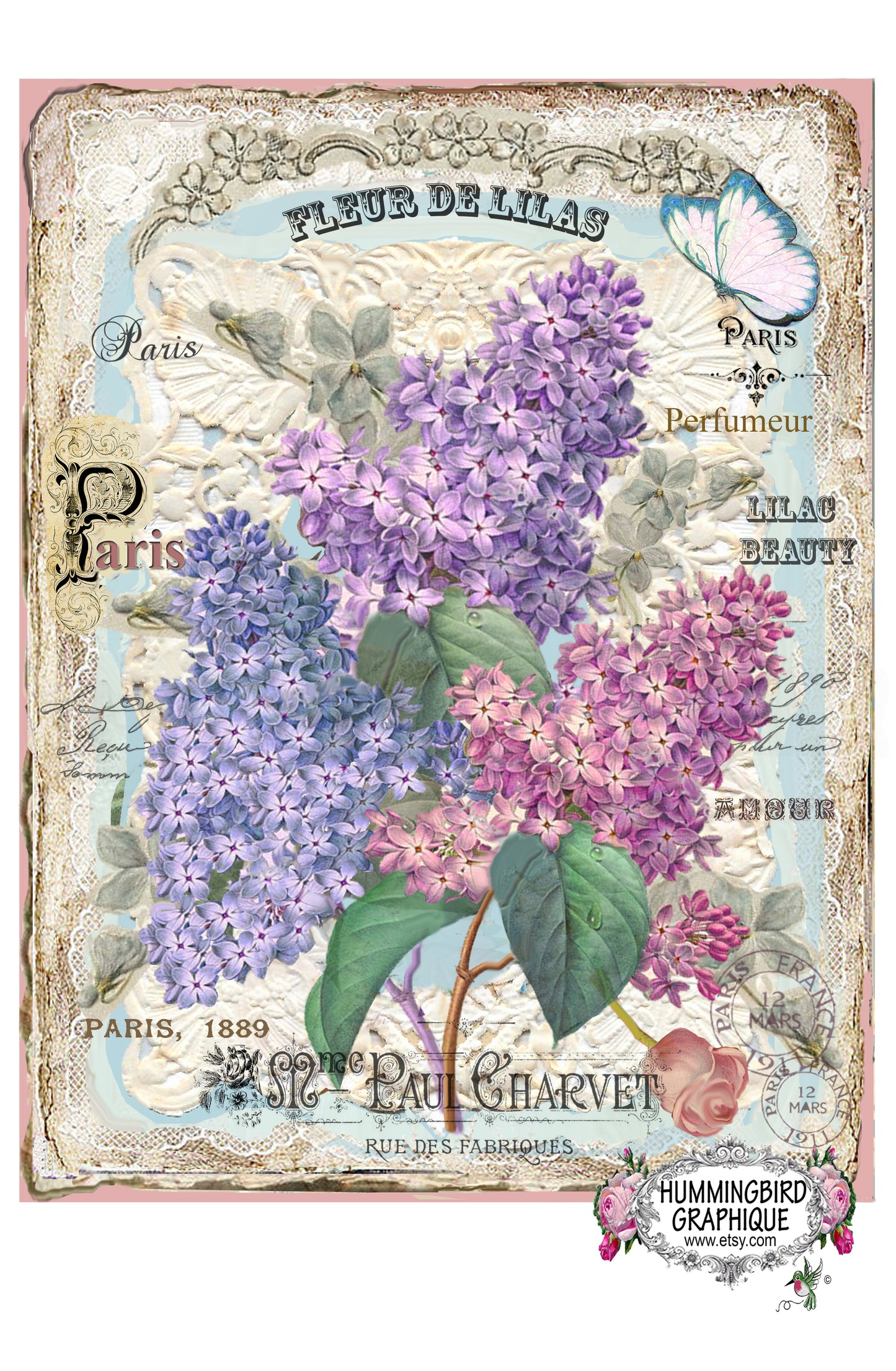 #309 BEAUTIFUL COTTAGE LILACS- BEAUTIFUL SHABBY IMAGE