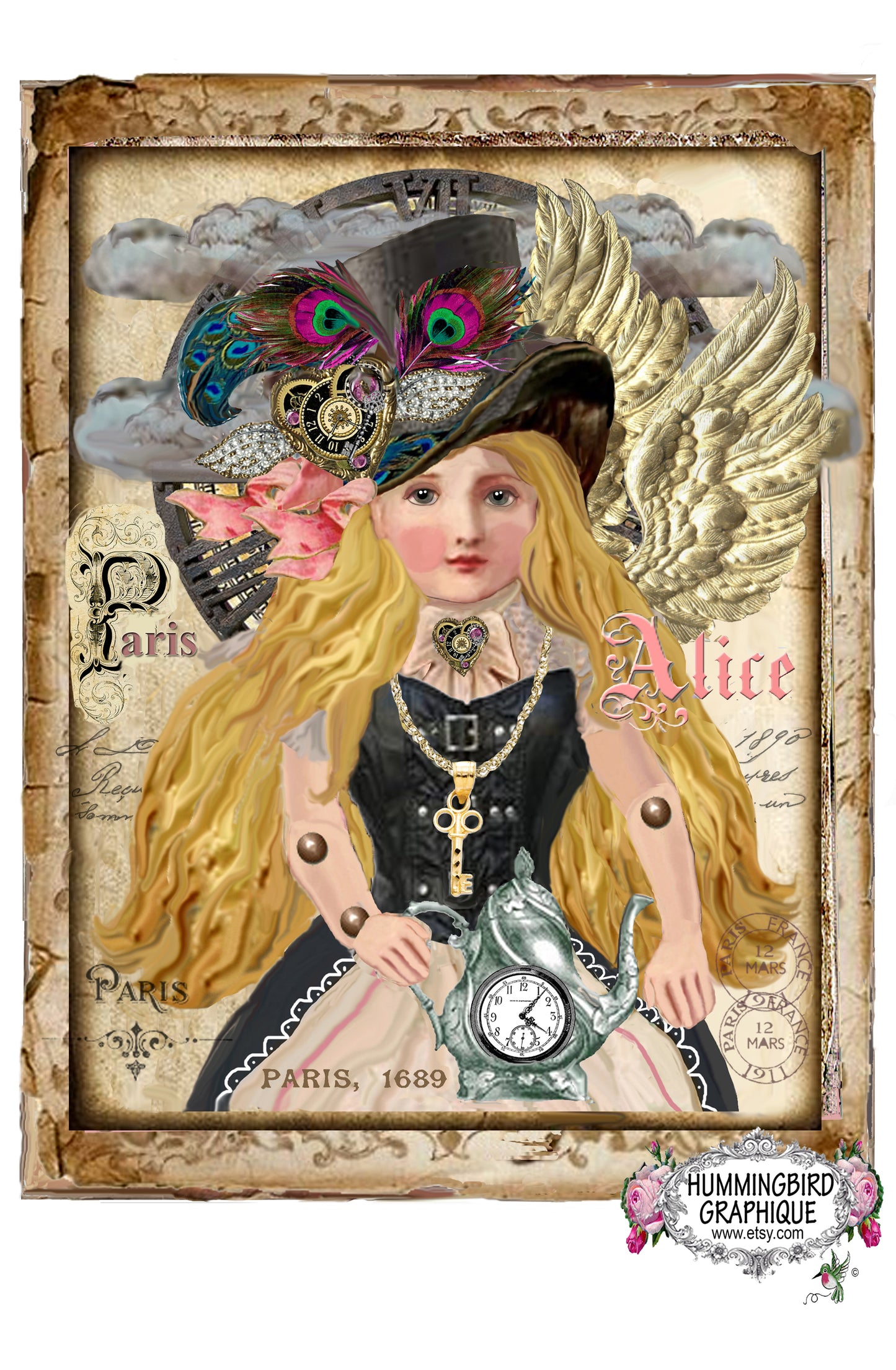 #342 ALICE AU PAYS DES MERVEILLES STEAMPUNK AVEC THÉIÈRE - STEAMPUNK