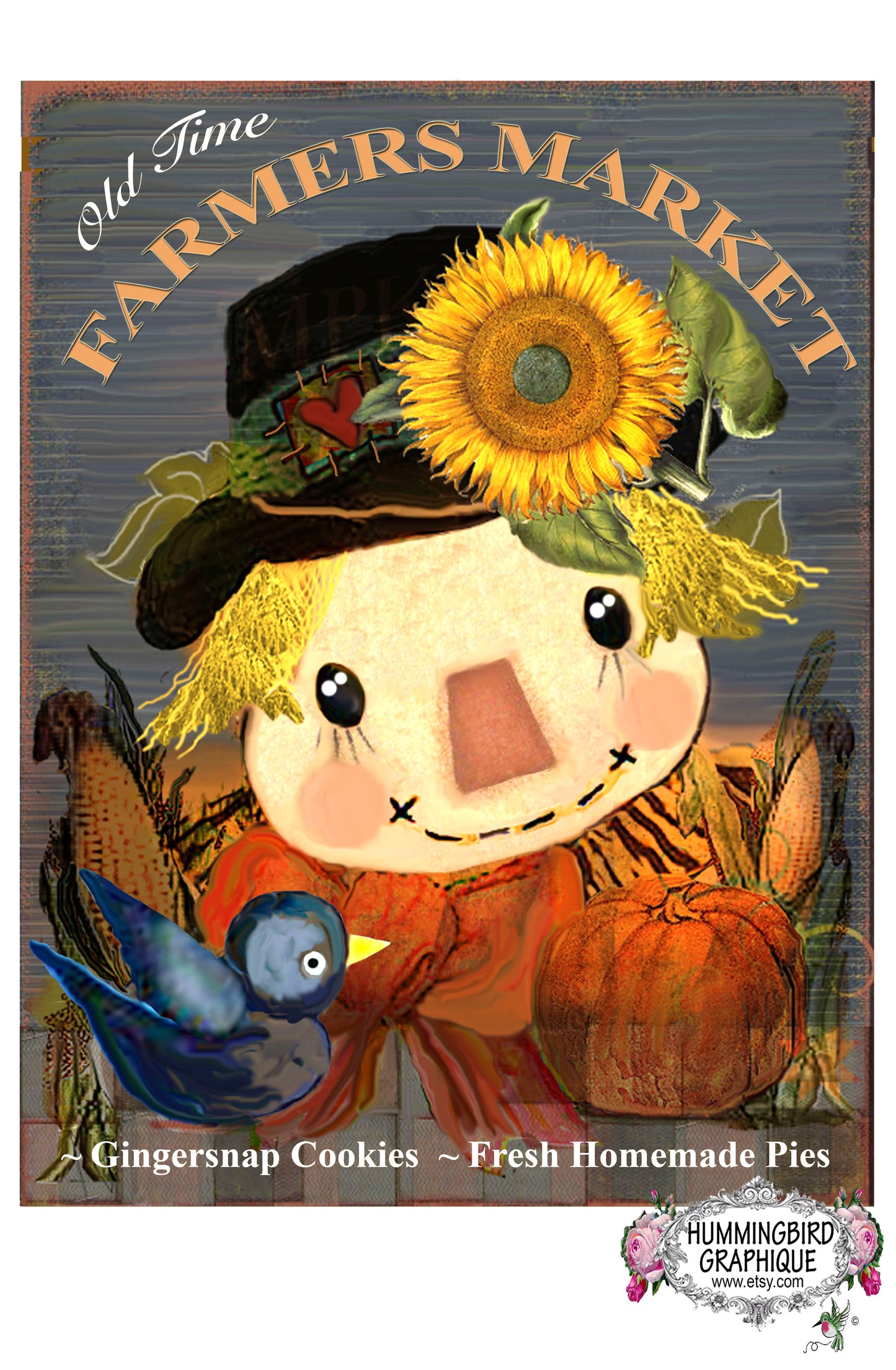 #346 OLD TIME FARMERS MARKET SCARECROW - COUNTRY IMAGE