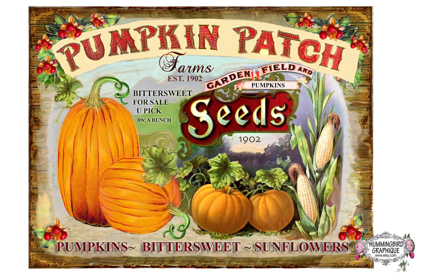 #365 PANNEAU DE FERME PUMPKIN PATCH - RÉCOLTE D'AUTOMNE