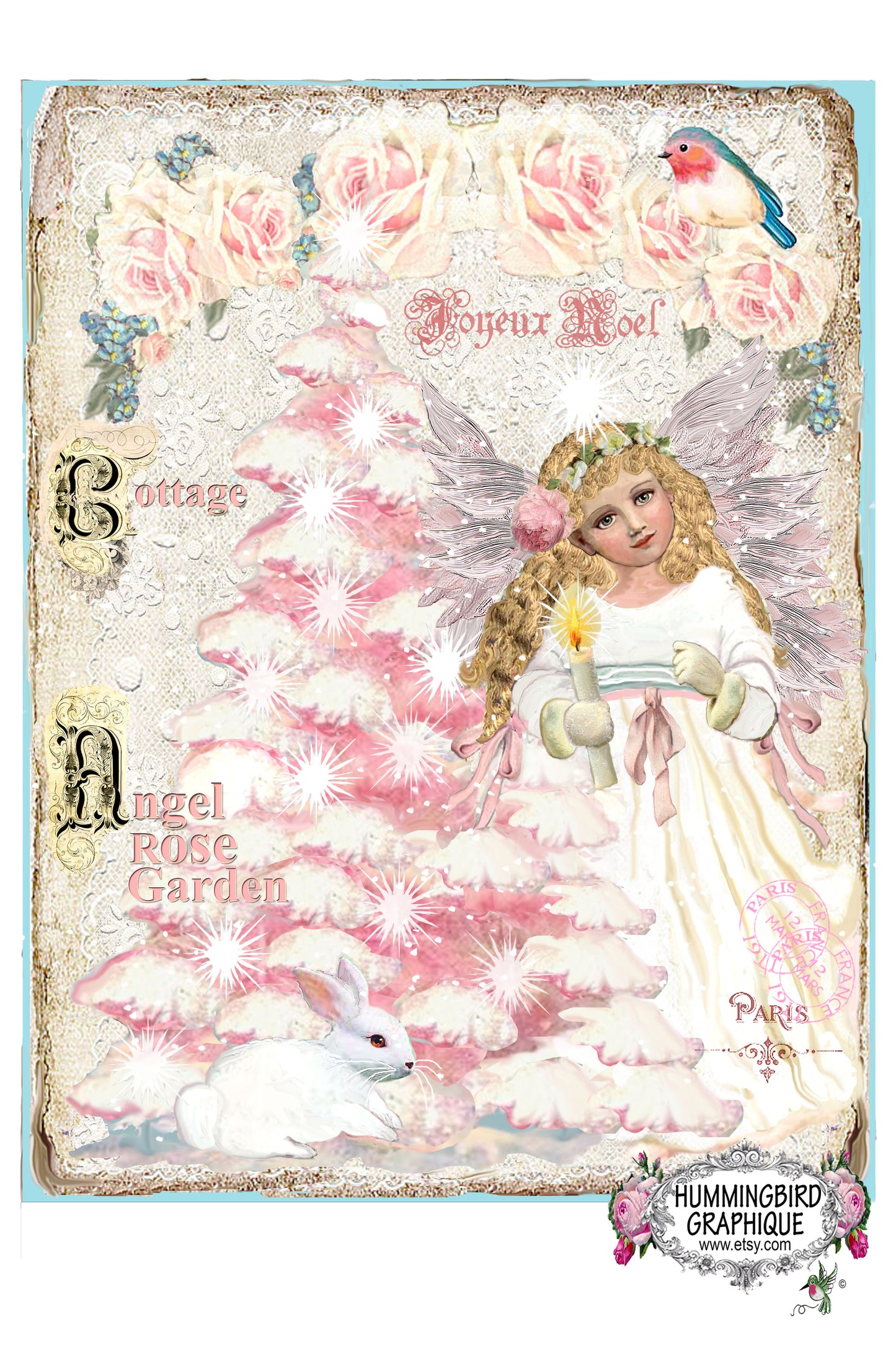 #389 COTTAGE ANGEL ROSE GARDEN - BEAUTIFUL SHABBY IMAGE