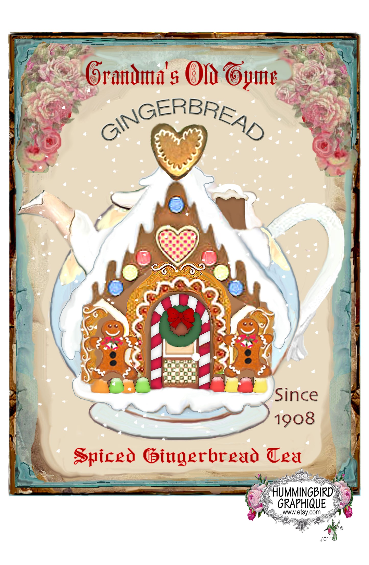 #390 GRANDMA'S OLD SPICE GINGERBREAD TEAPOT - CHRISTMAS