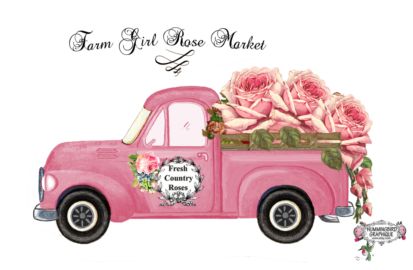 #415 FARM GIRL ROSE MARKET TRUCK - COUNTRY IMAGE