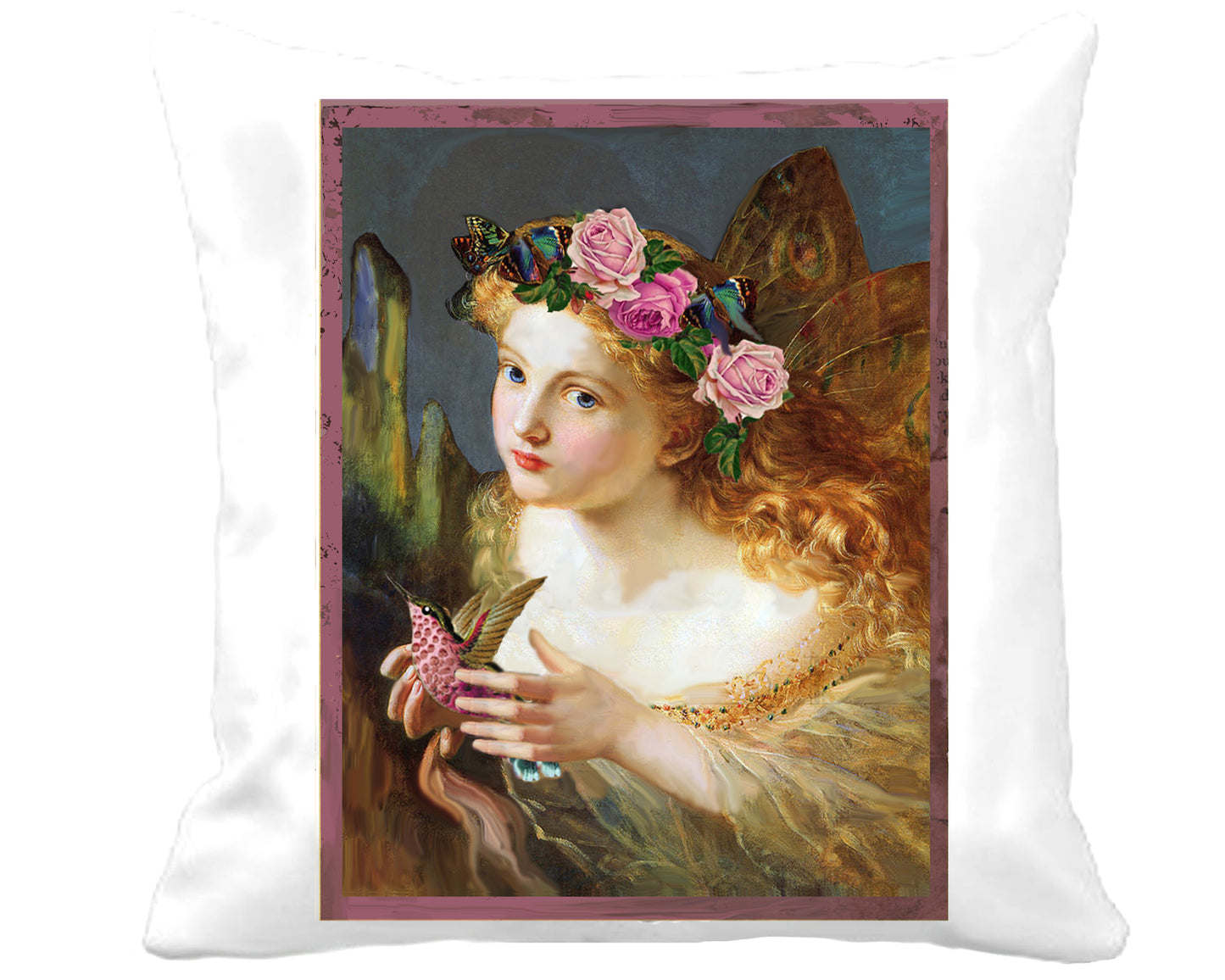 #55 BEAUTIFUL FAIRY WITH HUMMINGBIRD - BEAUTIFUL SHABBY IMAGE