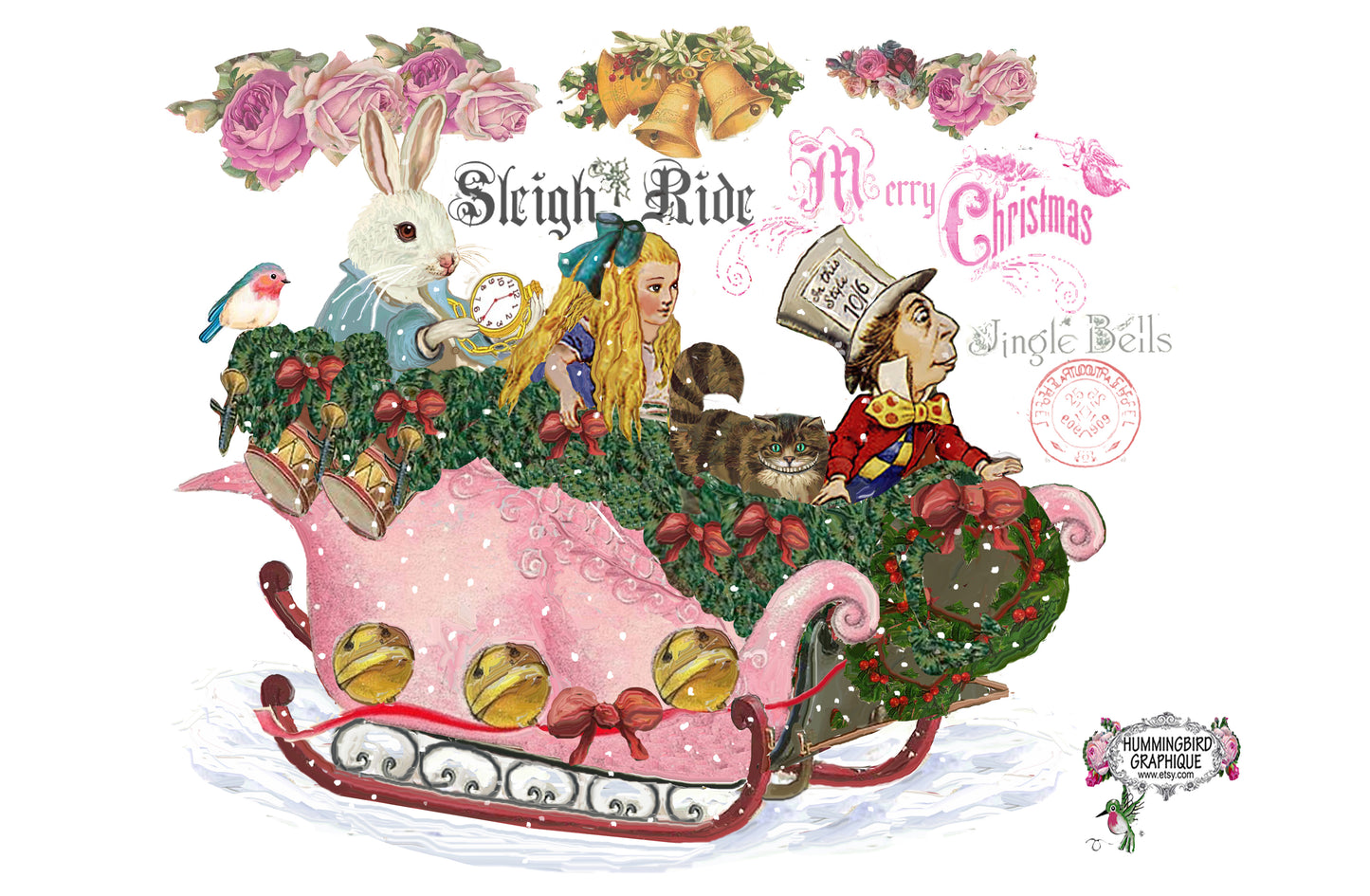 #569 ALICE AU PAYS DES MERVEILLES PROMENADE EN TRAÎNEAU AVEC MAD HADDER ET LE LAPIN BLANC - ALICE AU PAYS DES MERVEILLES