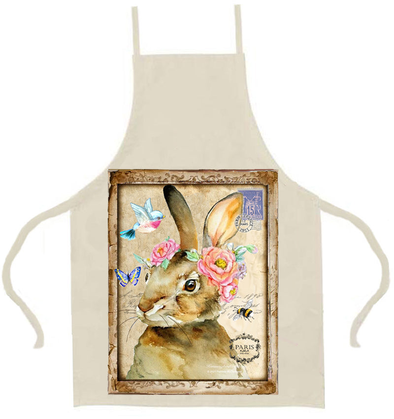 #1012 LAPIN DE CAMPAGNE AVEC DES ROSES ABEILLE PAPILLON - LAPINS