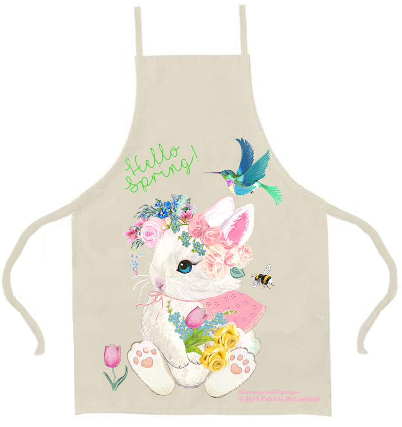 #1004 PRÉCIEUX BÉBÉ LAPIN BONJOUR LE PRINTEMPS AVEC COLIBRI TULIPE JONQUILLES ET ABEILLE