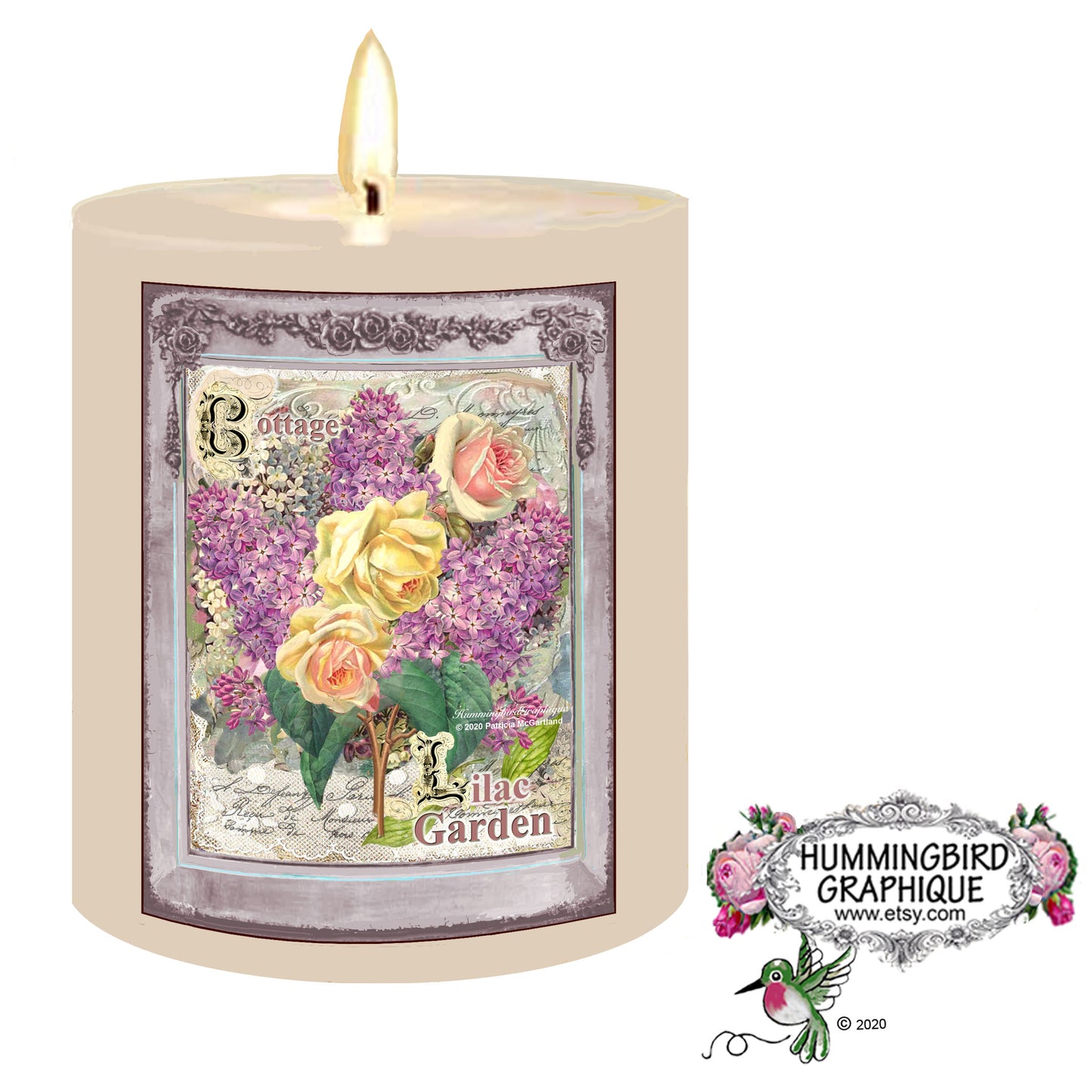 #695 BEAUTIFUL COTTAGE LILAC GARDEN - BEAUTIFUL SHABBY IMAGE