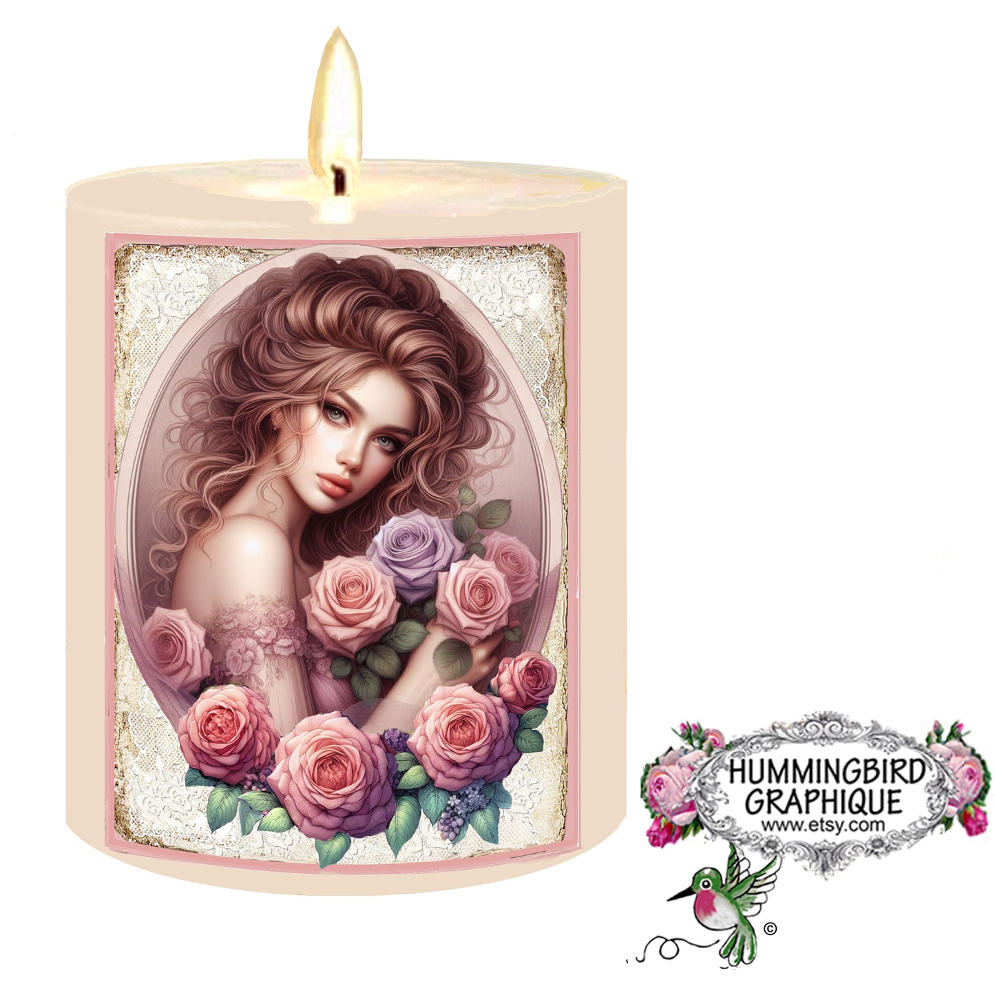 #1241 BEAUTIFUL VICTORIAN LADY WITH ROSES AND LACE - BEAUTIFUL SHABBY IMAGE
