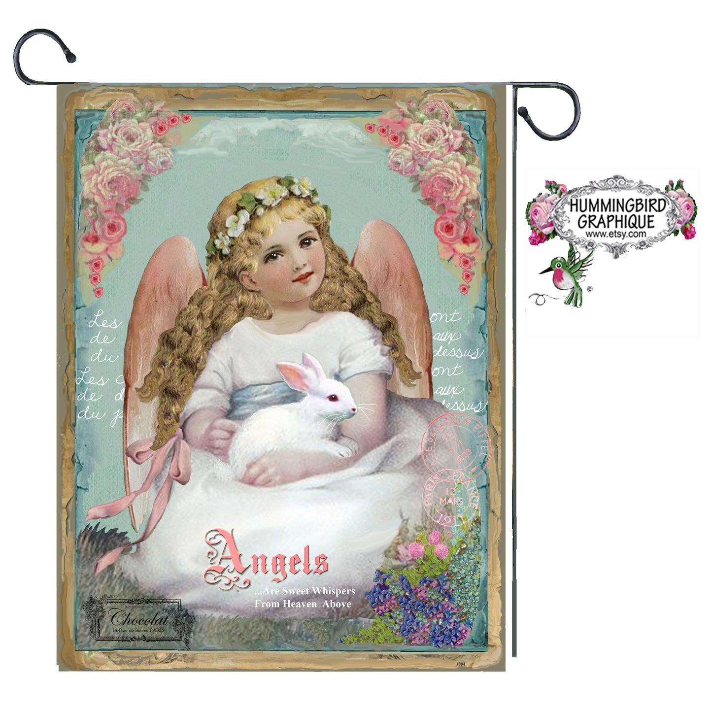 #164 ANGELS ARE SWEET WHISPERS FROM HEAVEN ABOVE- BEAUTIFUL SHABBY IMAGE