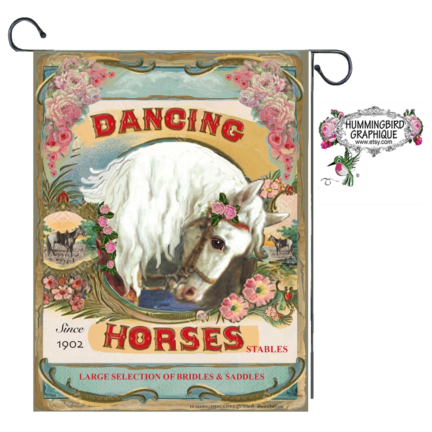 #168 DANCING HORSES COUNTRY VINTAGE SIGN- ANIMALS