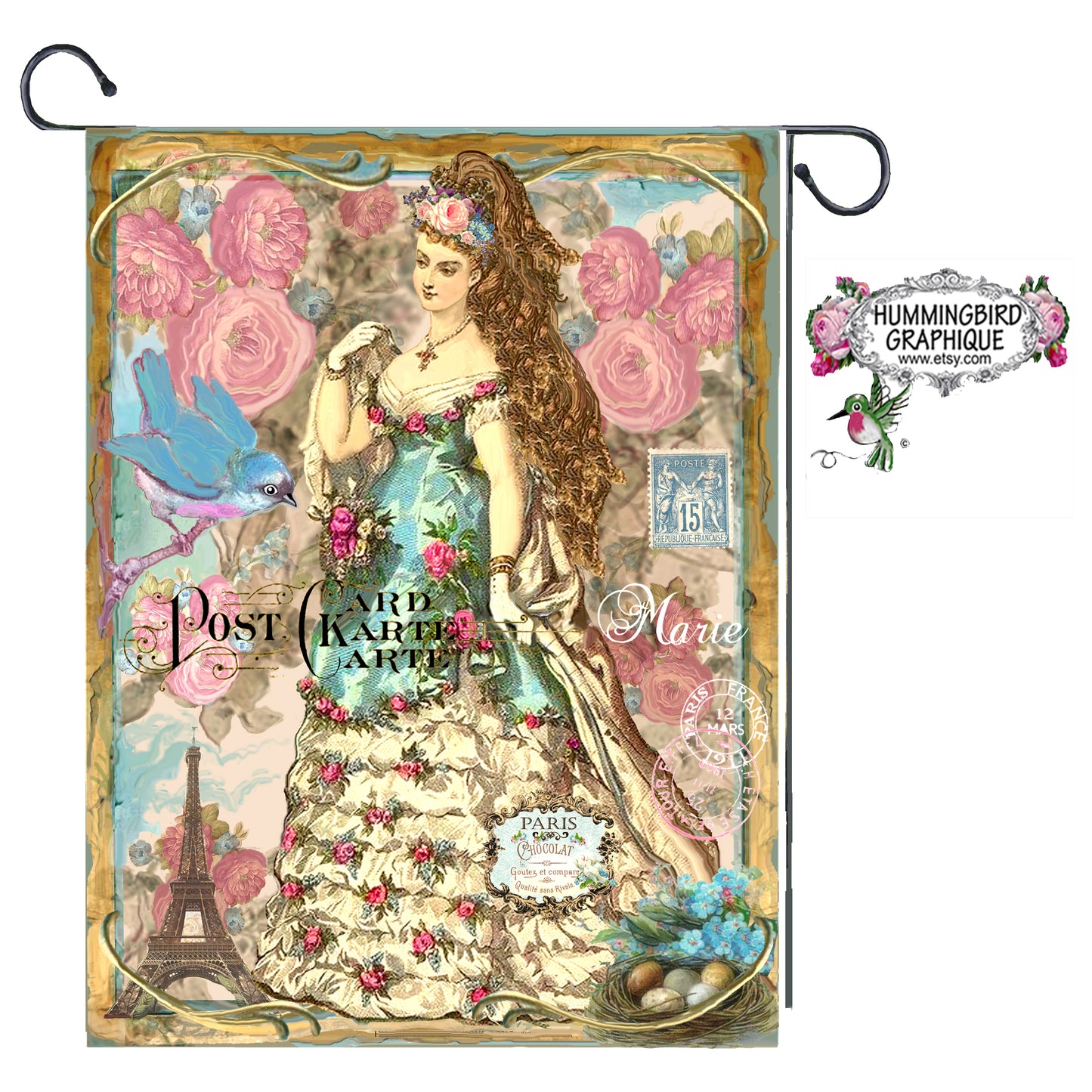 #177 BEAUTIFUL MARIE ANTOINETTE AND EIFELL TOWER - BEAUTIFUL SHABBY IMAGE
