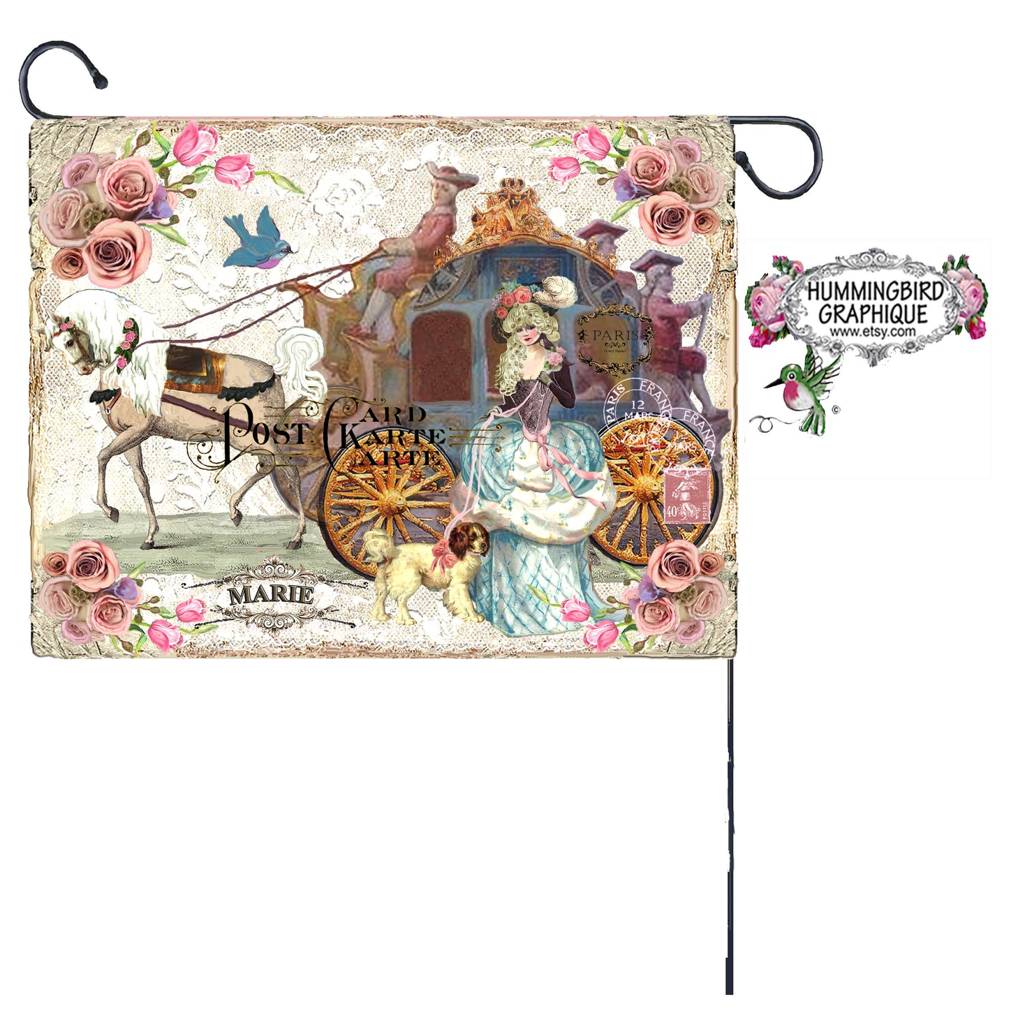#205 BELLE MARIE ANTOINETTE AVEC CARROSSERIE ET MERLE BLEU - BELLE IMAGE SHABBY