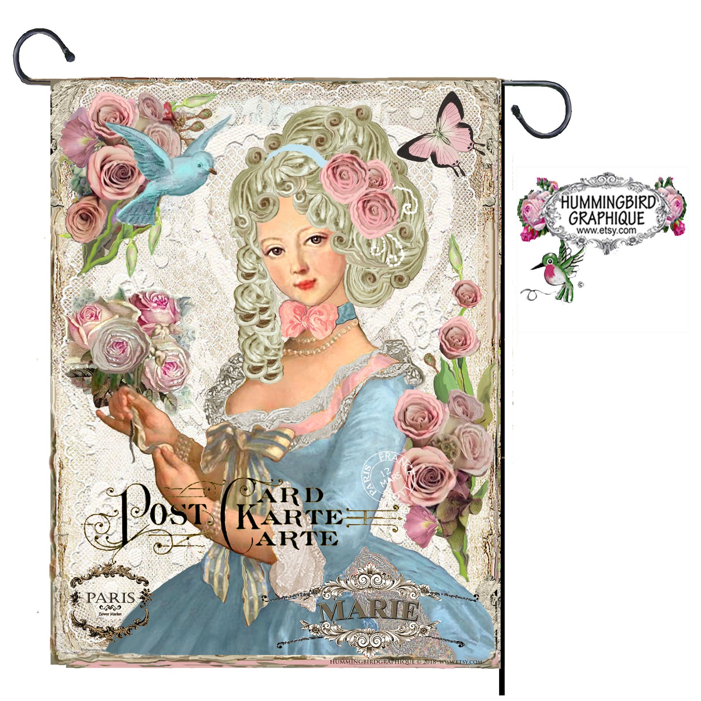 #209 BEAUTIFUL MARIE ANTOINETTE WITH ROSES - BEAUTIFUL SHABBY IMAGE