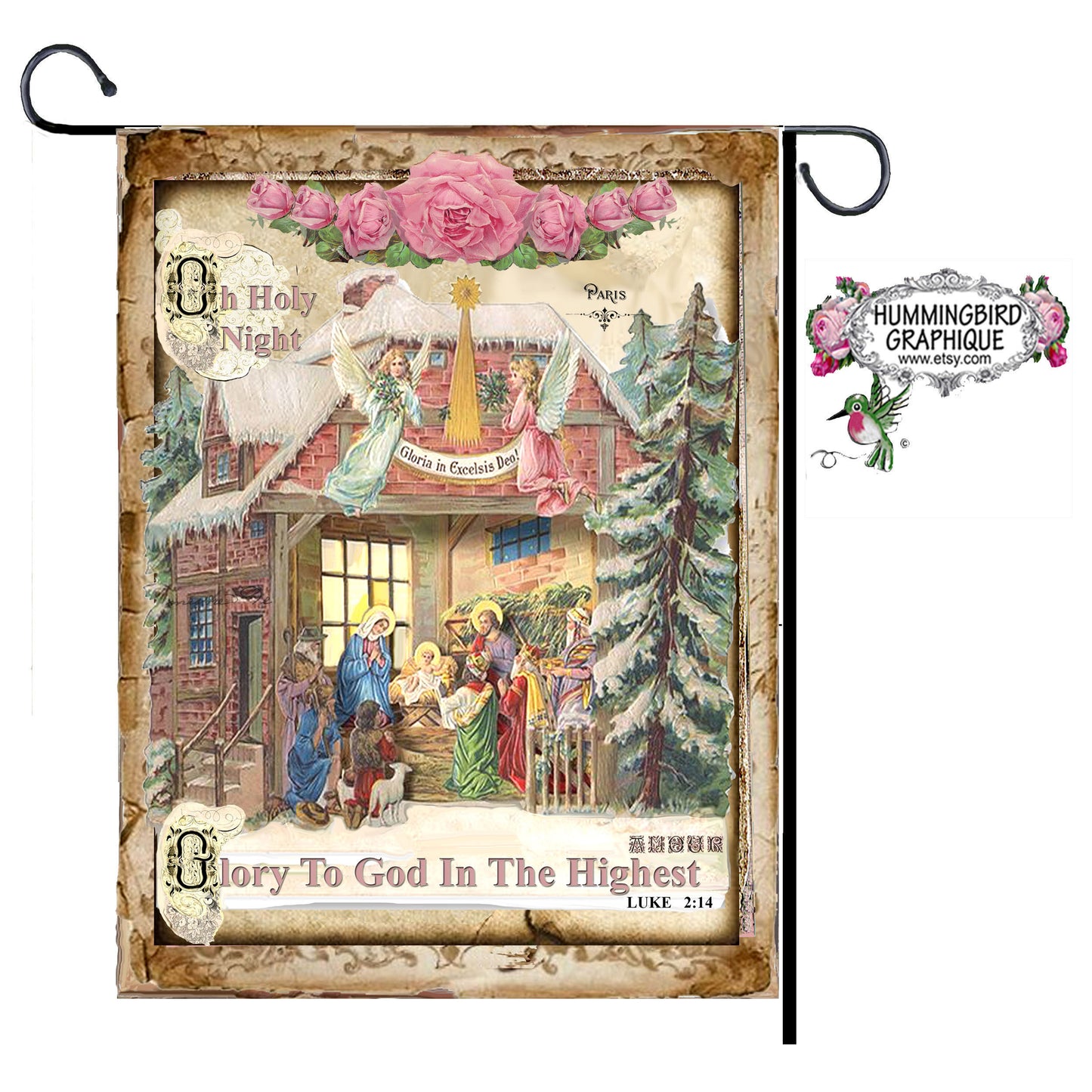 #356 OH HOLY NIGHT BEAUTIFUL NATIVITY SCENE - BEAUTIFUL SHABBY IMAGE