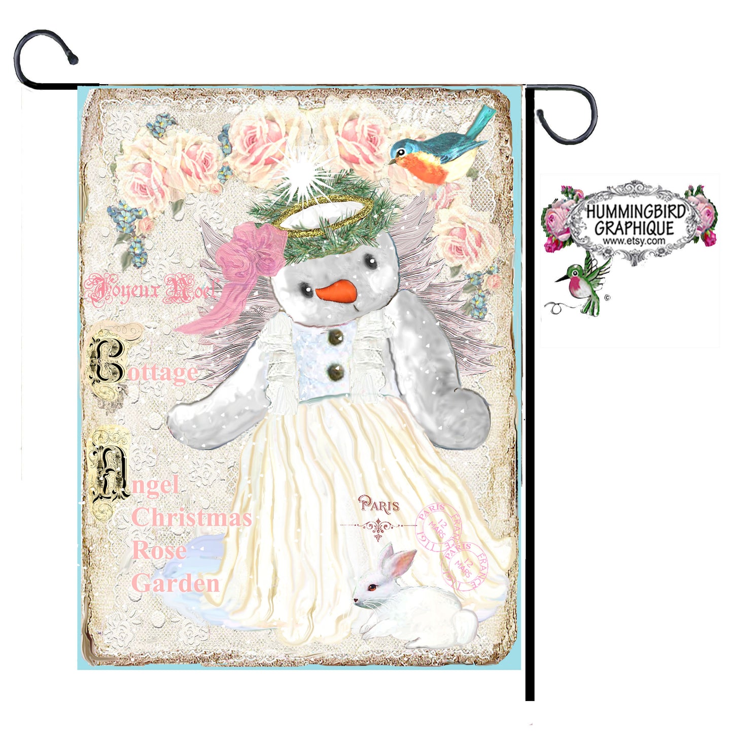 #388 COTTAGE ANGEL SNOWGIRL JARDIN DE ROSÉES DE NOËL - NOËL