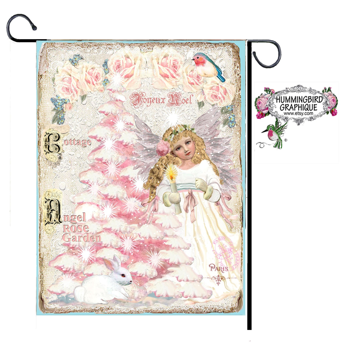 #389 COTTAGE ANGEL ROSE GARDEN - BEAUTIFUL SHABBY IMAGE