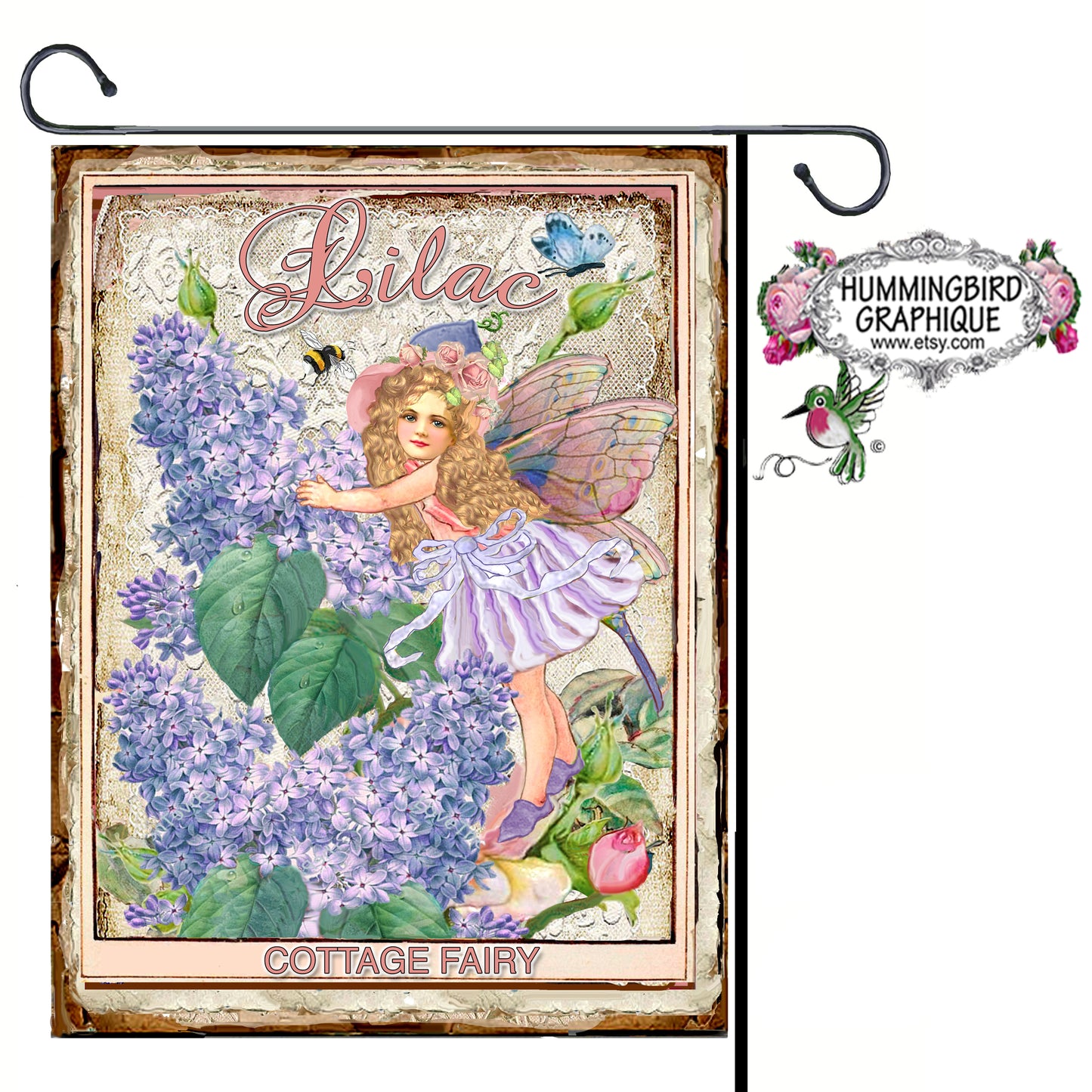 #1132 BEAUTIFUL LILAC COTTAGE FAIRY - BEAUTIFUL SHABBY IMAGE