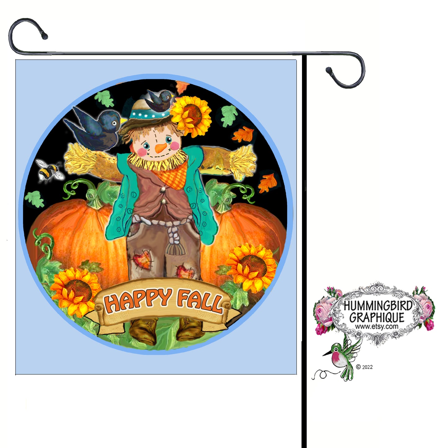 #1127 PRÉCIEUX ACCROCHE-PORTE CERCLE ÉPOUVANTAIL HAPPY FALL - ACCROCHE-PORTE