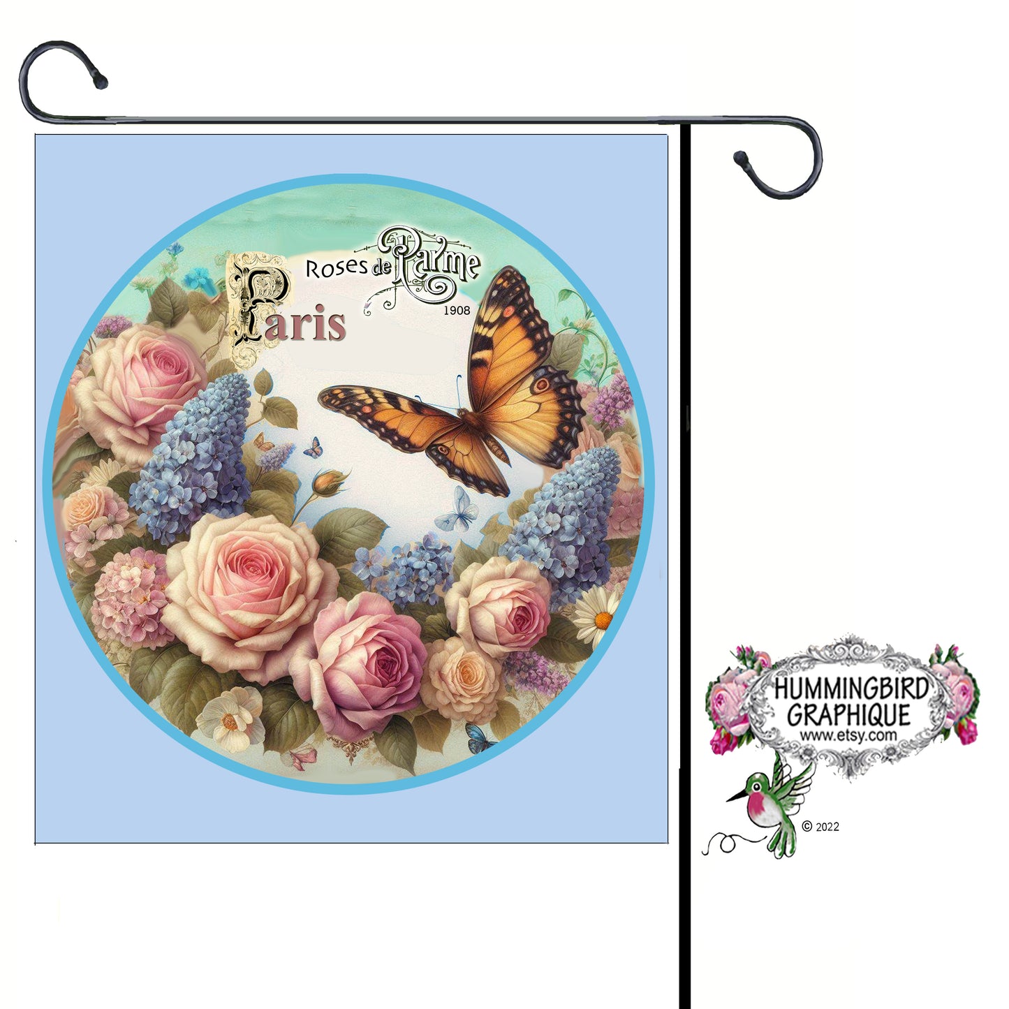 #1266A - MAGNIFIQUE ACCROCHE-PORTE CERCLE PAPILLON - Accroche-portes circulaires