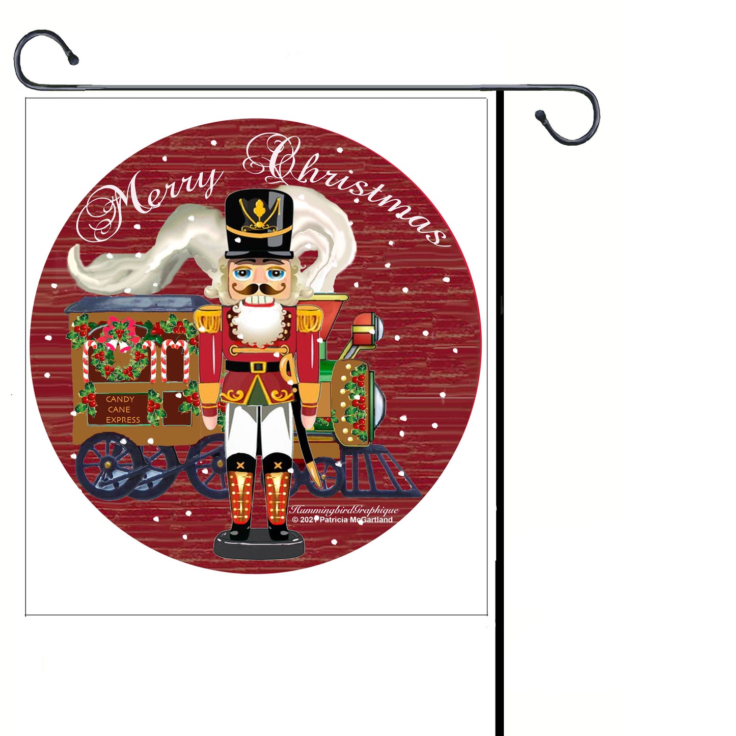 #1060 TRAIN EXPRESS CASSE-NOISETTE ET CANDY CANE JOYEUX NOËL - ACCROCHE-PORTE