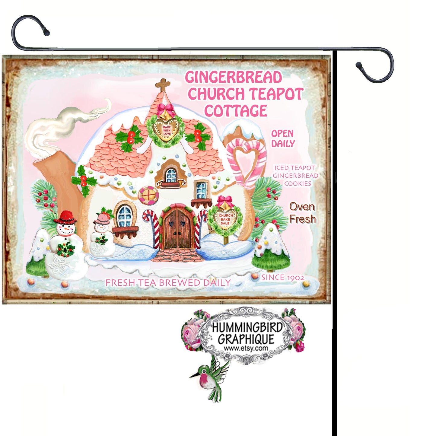 #1158 GINGERBREAD TEAPOT COTTAGE ICED GINGERBREAD COOKIES- CHRISTMAS