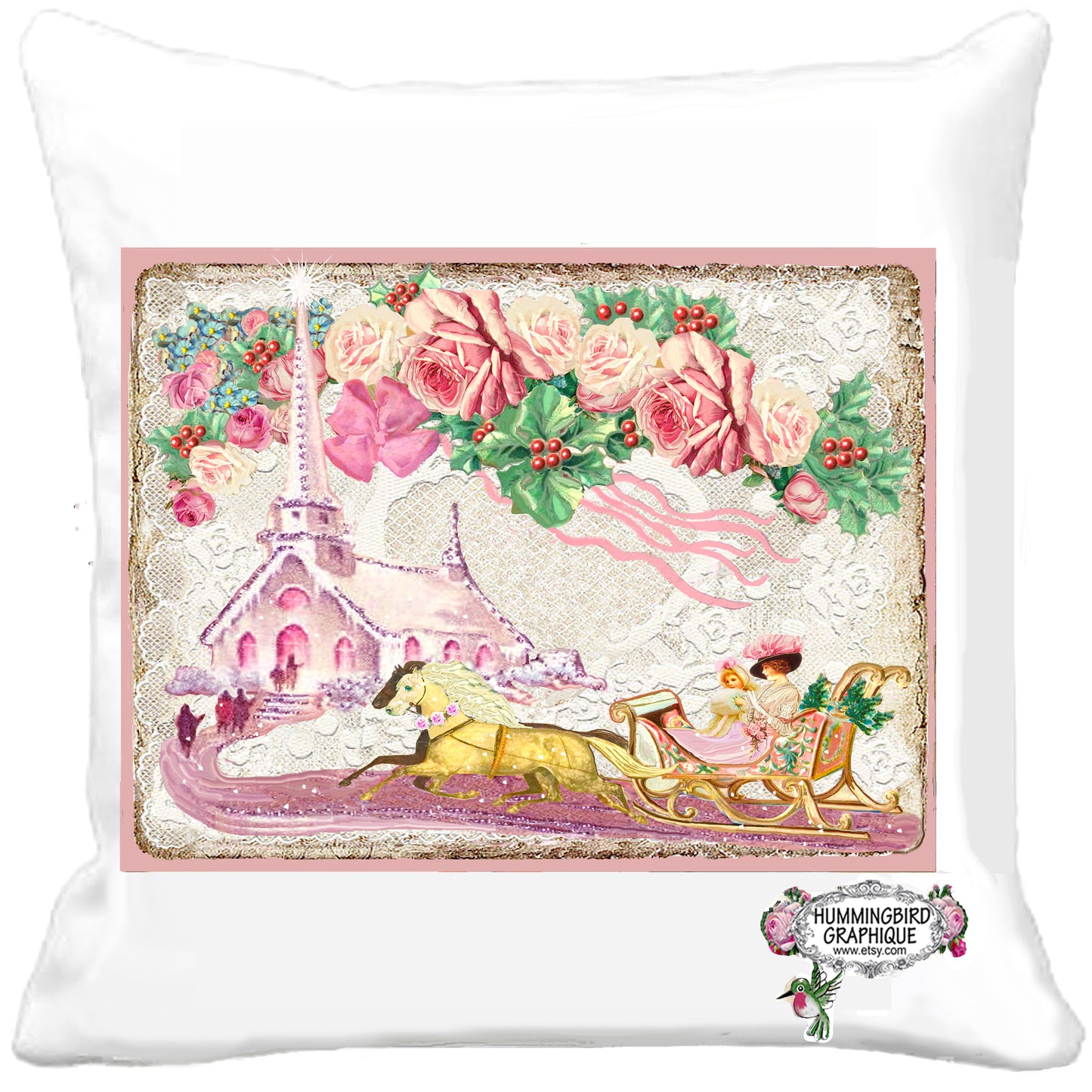 #1146 BEAUTIFUL SLEIGH RIDE ON SNOWY DAY TO CHURCH - CHRISTMAS