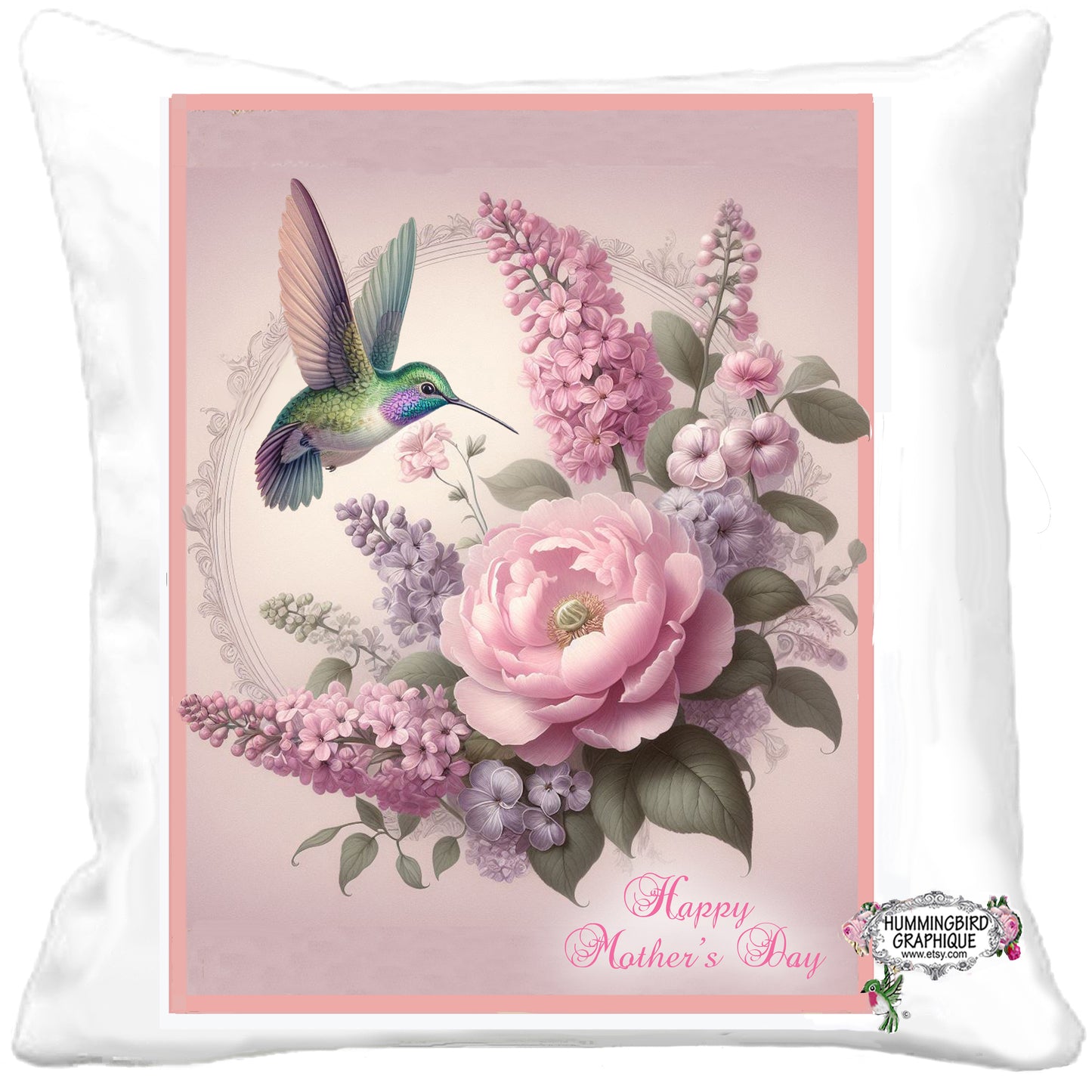 #1243 BEAUTIFUL HUMMINGBIRD ROSES LILACS - BEAUTIFUL SHABBY IMAGE