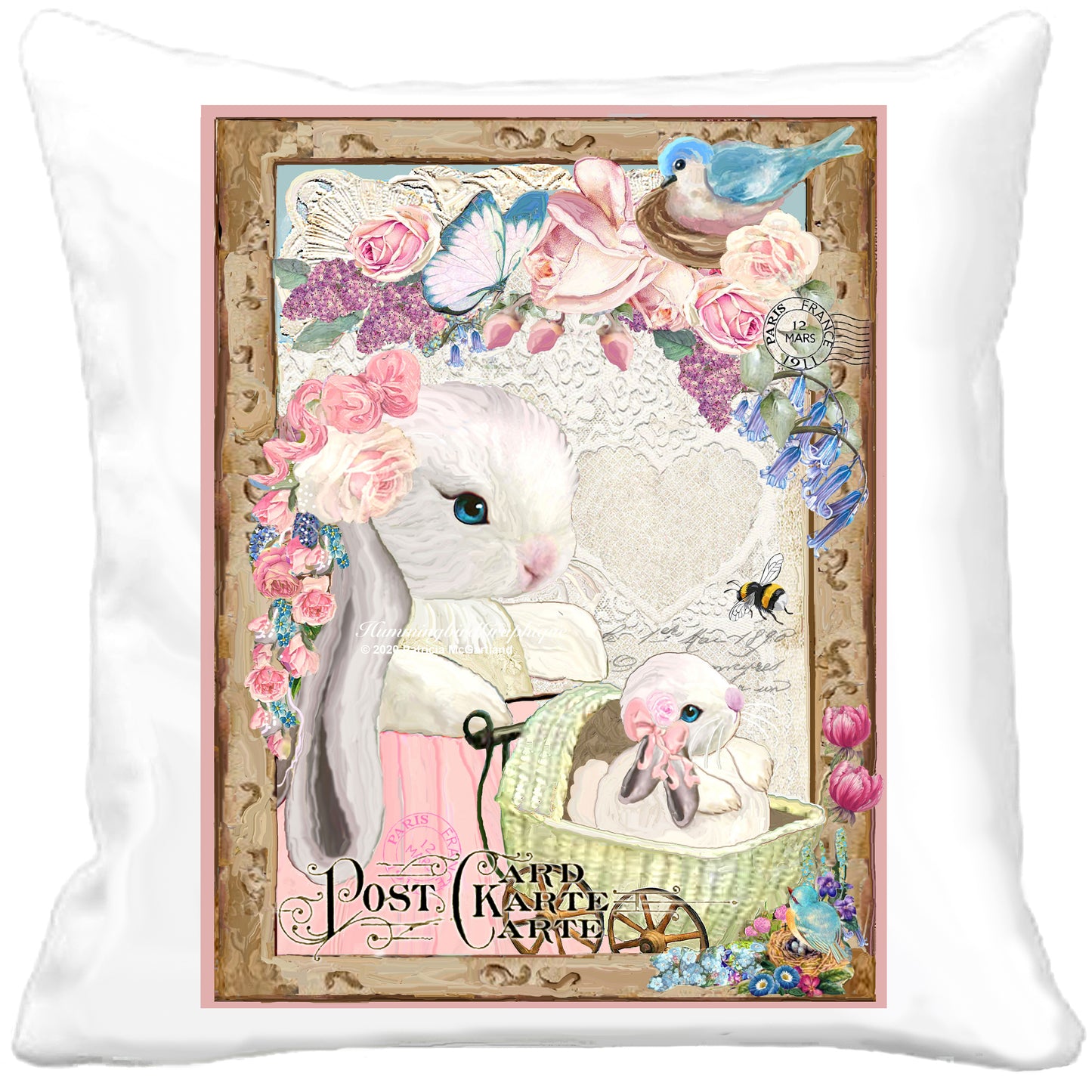 #604 PRÉCIEUSE MAMAN LAPIN AVEC BÉBÉ LAPIN SAINT-VALENTIN - LAPINS