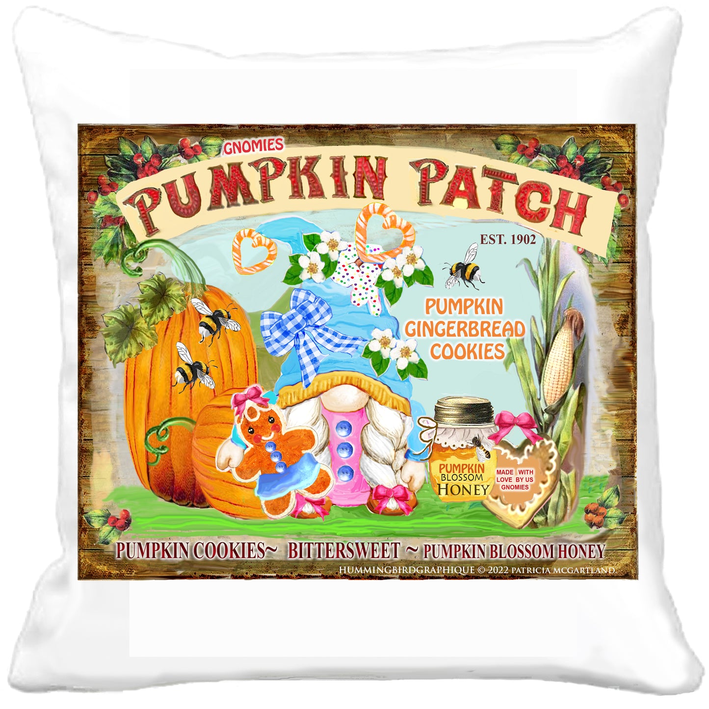 #1111 GNOMIES PUMPKIN PATCH PANNEAU DE BISCUITS EN PAIN D'ÉPICES À LA CITROUILLE - IMAGE DE CAMPAGNE
