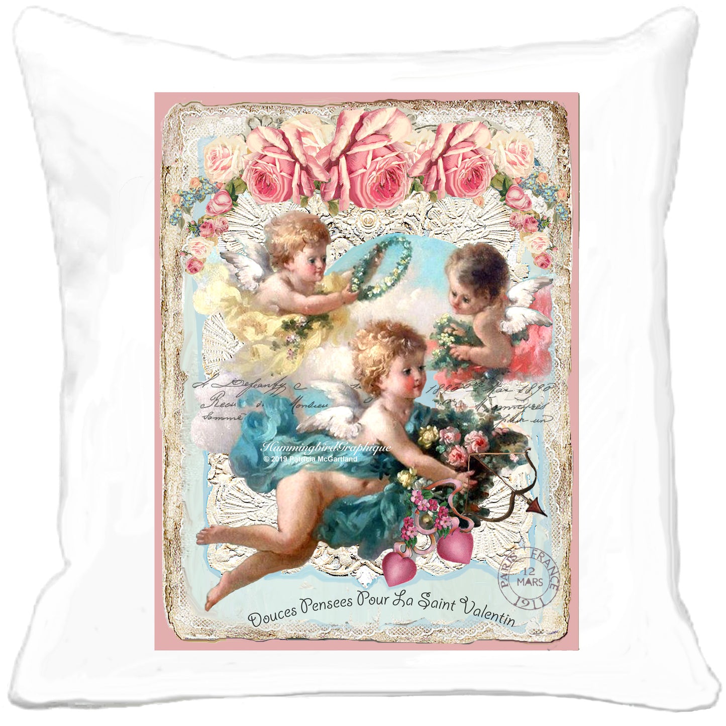 #424 BEAUTIFUL VALENTINE CHERUBS WITH CUPID ARROWS- BEAUTIFUL SHABBY IMAGE