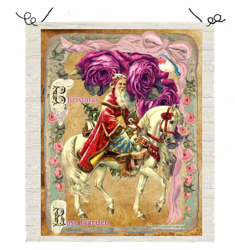#545 CHRISTMAS ROSE GARDEN WITH BEAUTIFUL SANTA AND HORSE - CHRISTMAS