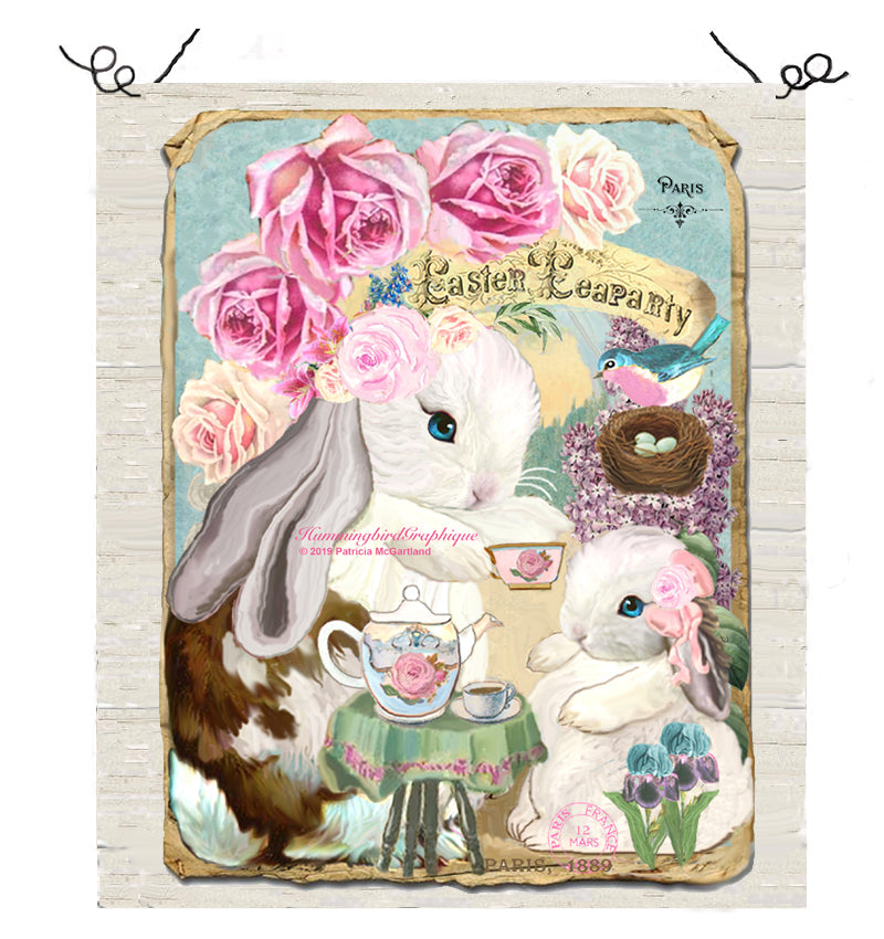 #452 MAMAN LAPIN ET BÉBÉ LAPIN THÉ DE PÂQUES - LAPINS
