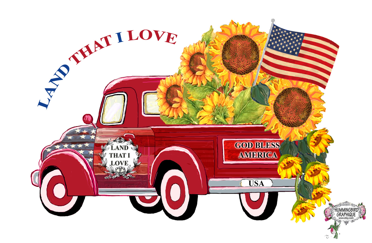 #1026 LAND THAT I LOVE RED PATRIOT TRUCK - COUNTRY IMAGE