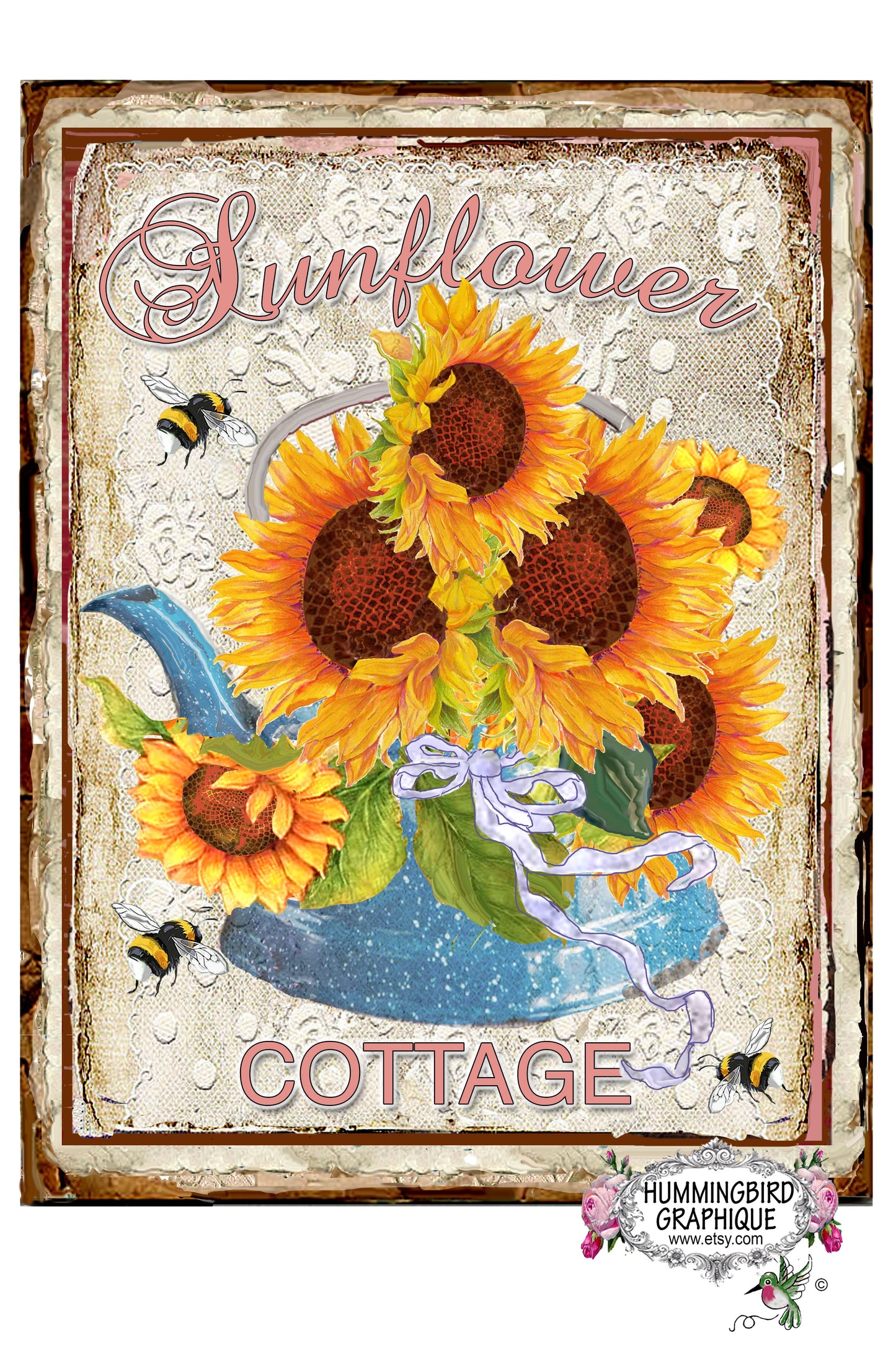 #1048 BEAUTIFUL SUNFLOWER COTTAGE LACE - COUNTRY IMAGE