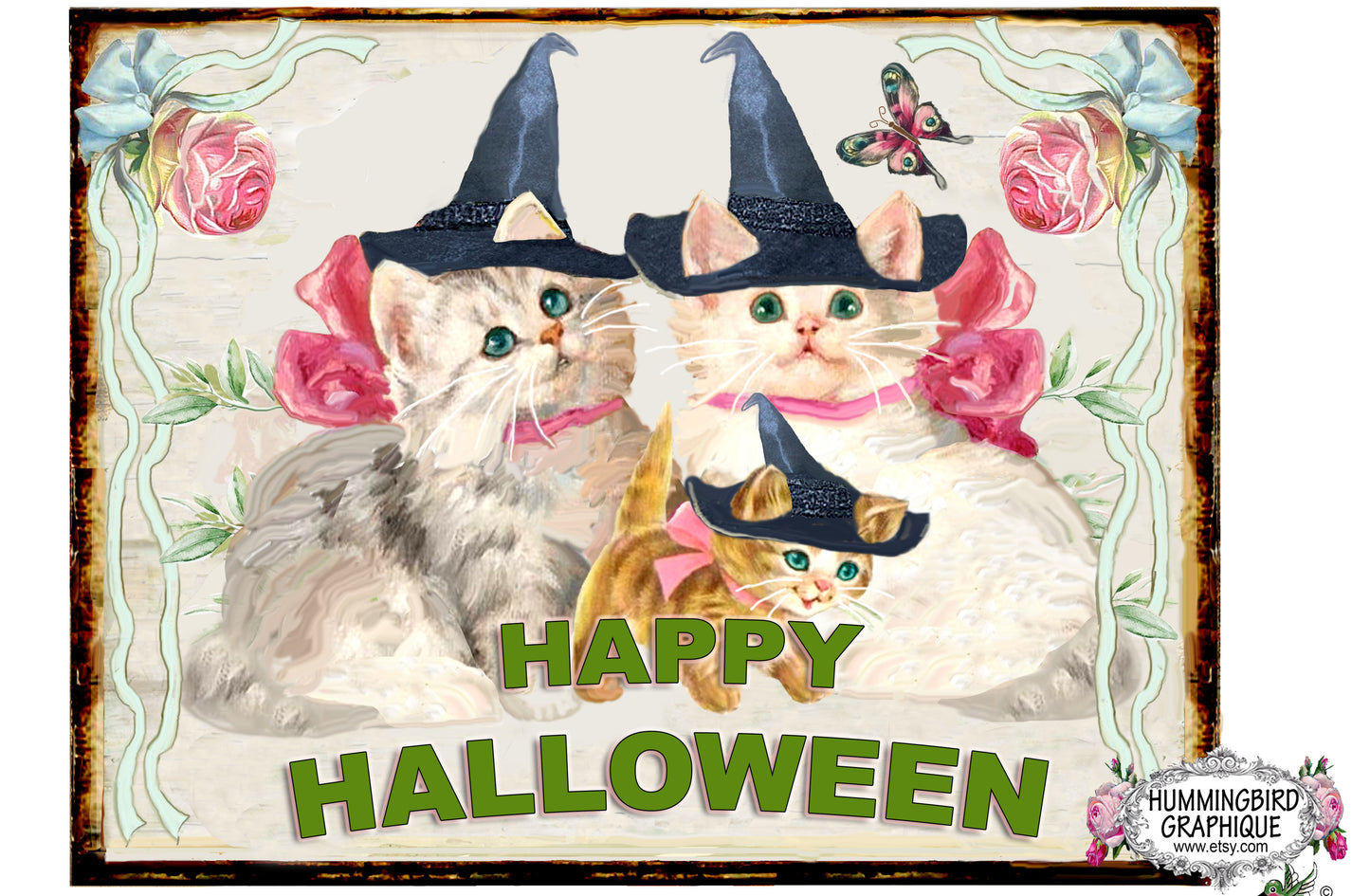 #1120 FELICES BRUJAS GATITOS DE HALLOWEEN - COSECHA DE OTOÑO