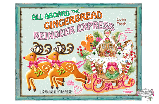 #1123 ALL ABOARD THE REINDEER EXPRESS SIGN - CHRISTMAS